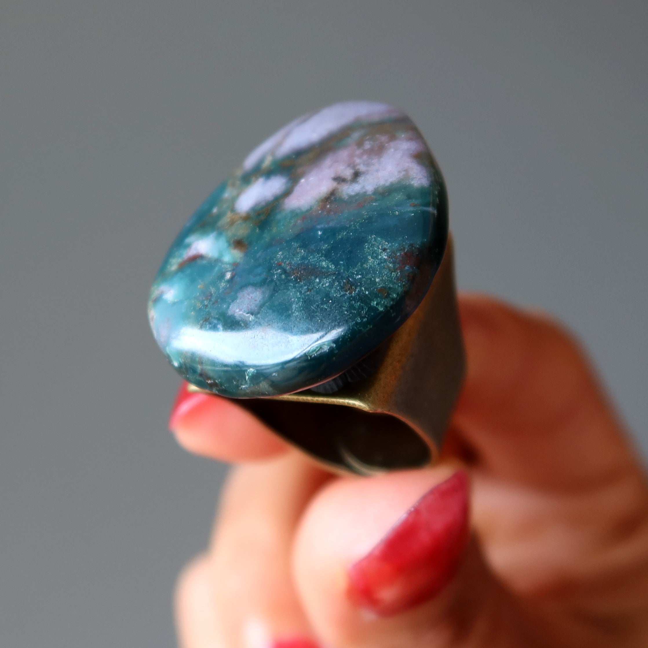 Bloodstone Ring Captain Courage Bronze Adjustable