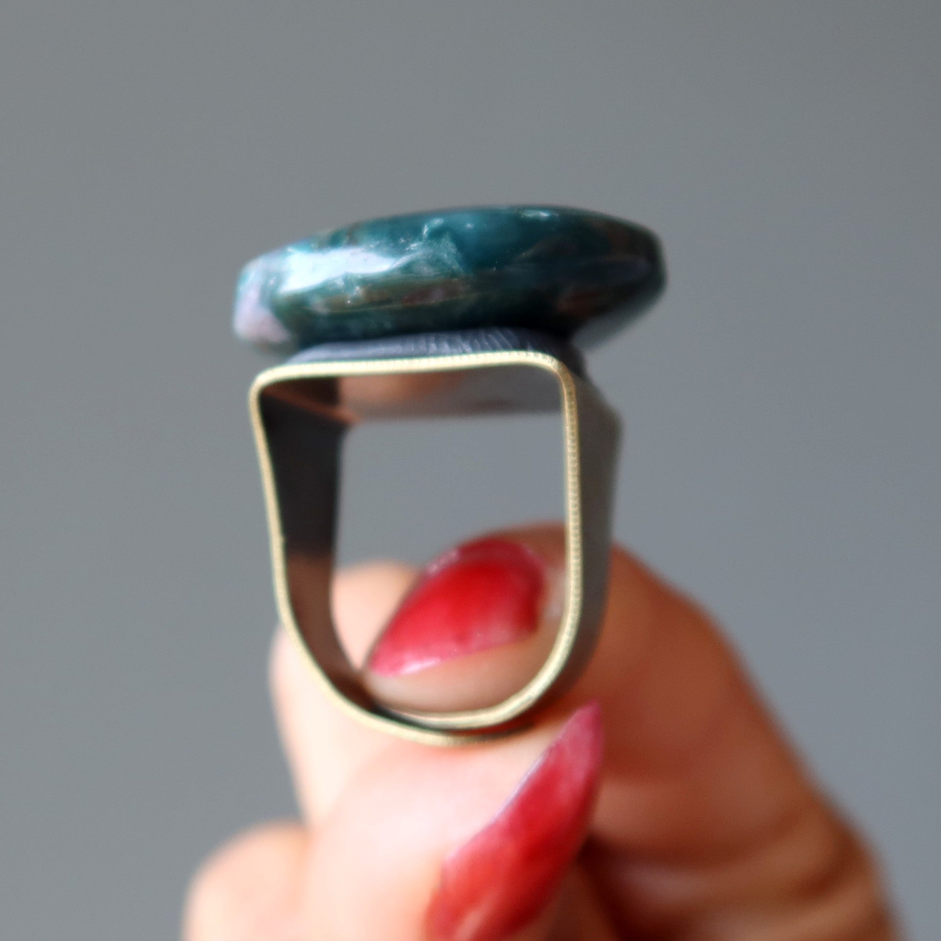 Bloodstone Ring Captain Courage Bronze Adjustable