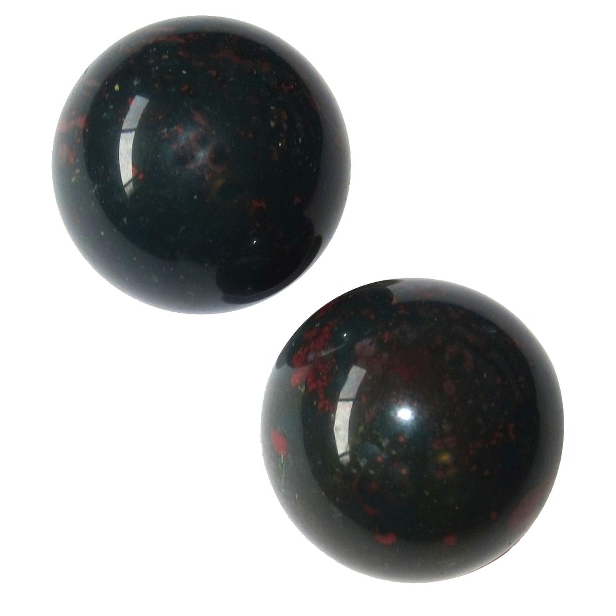 Bloodstone Sphere Pair Power Prosperity Crystal Balls