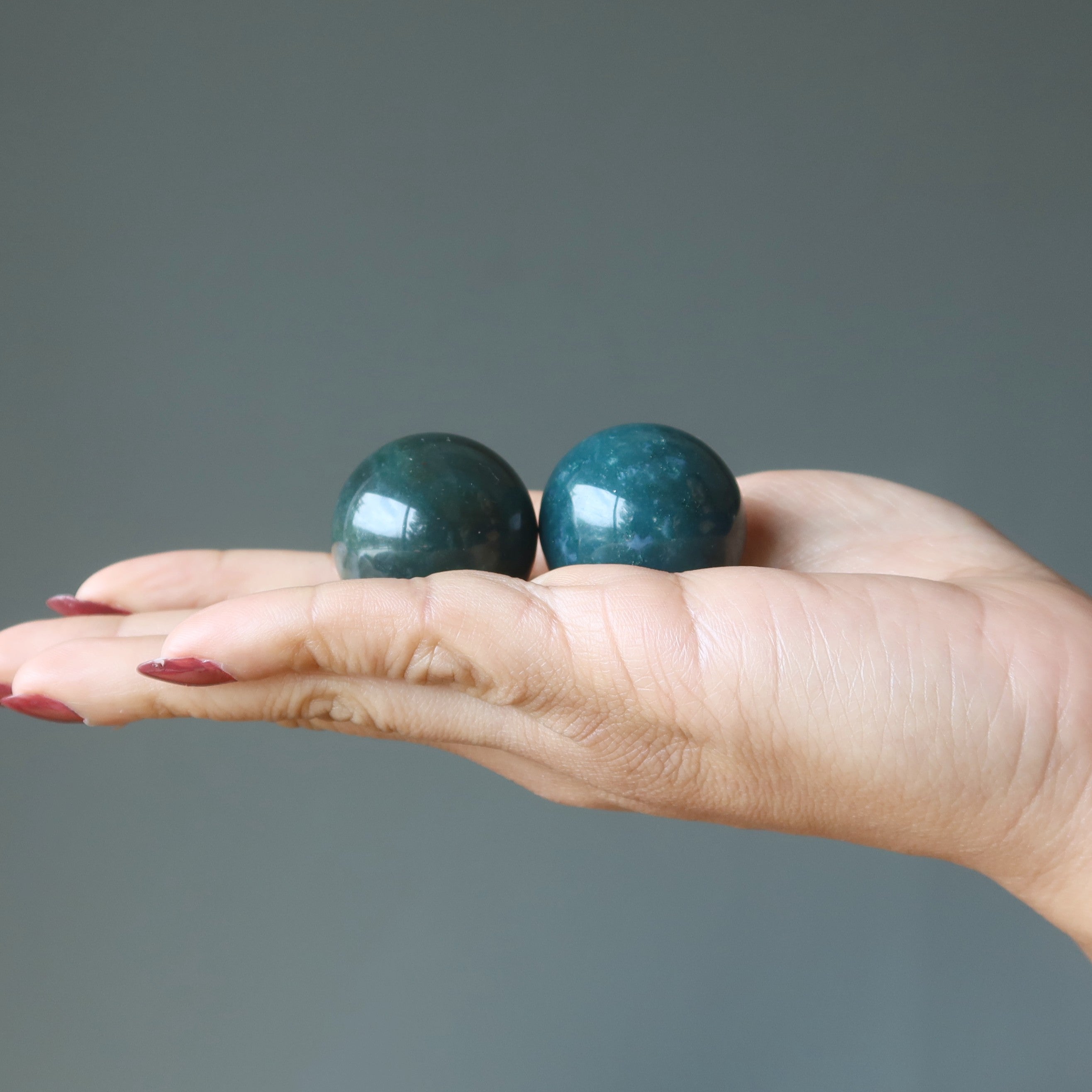 Bloodstone Sphere Pair Power Prosperity Crystal Balls