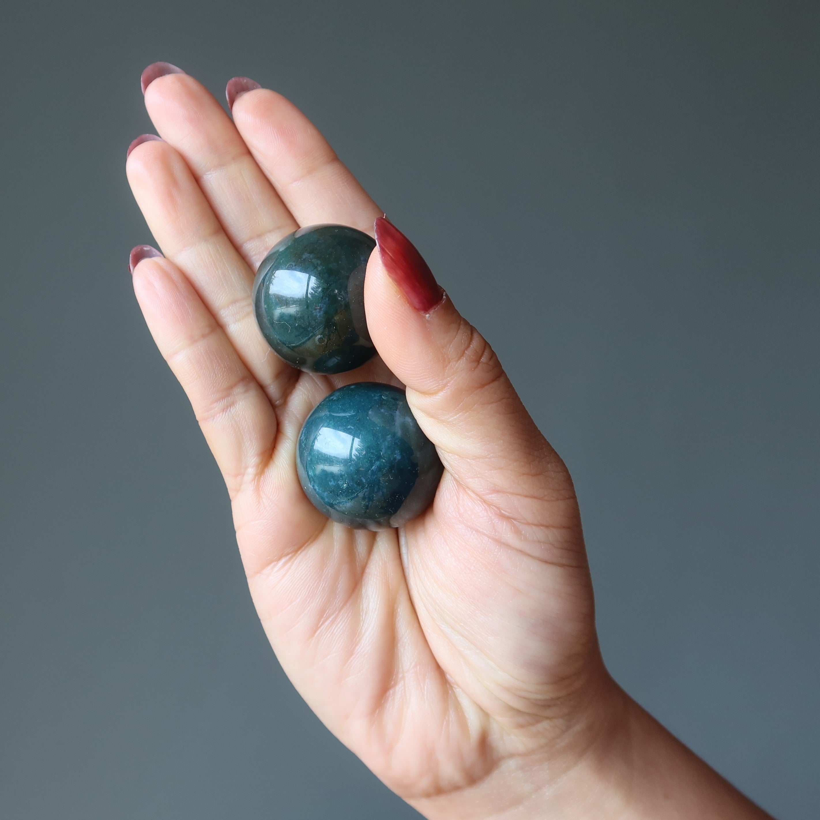 Bloodstone Sphere Pair Power Prosperity Crystal Balls