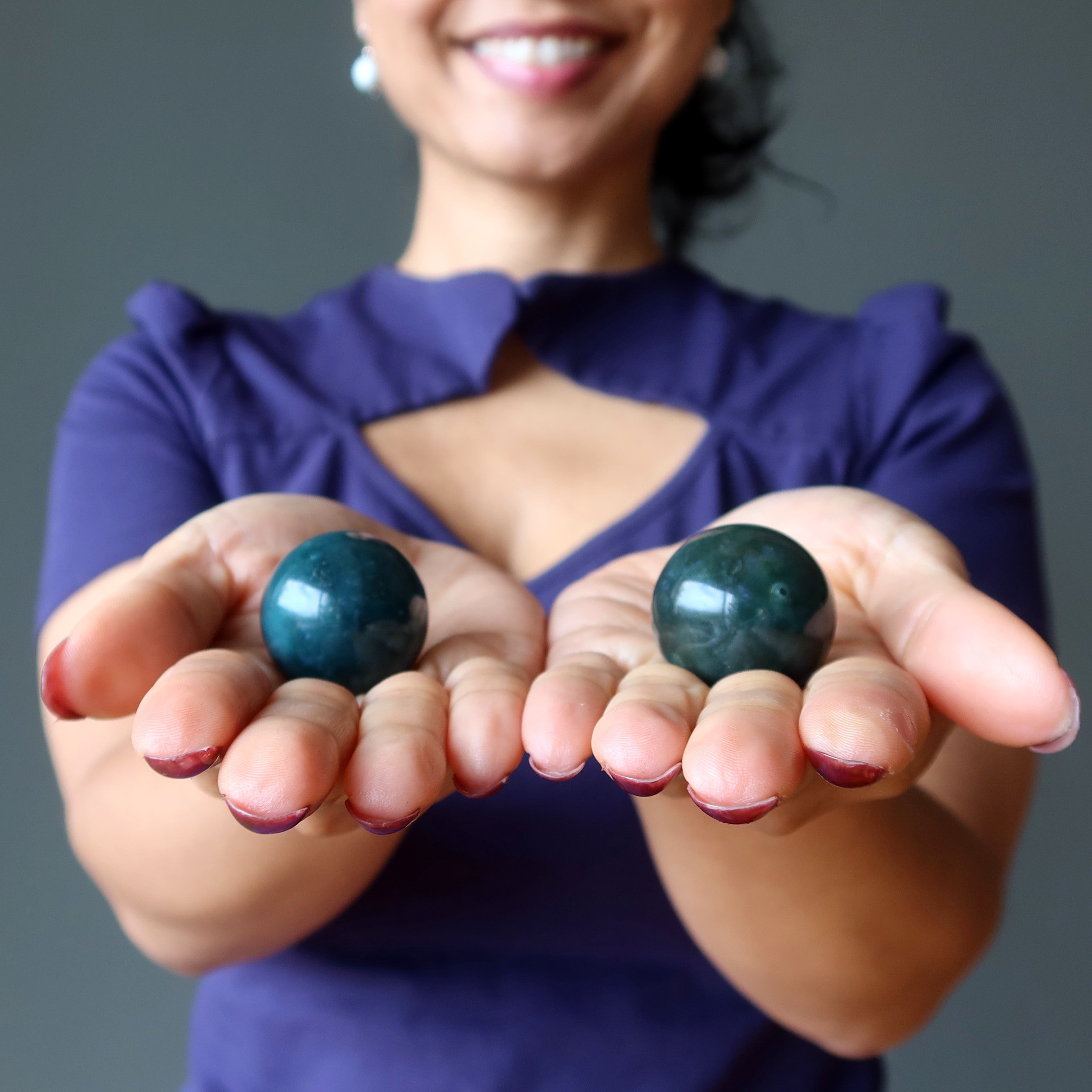 Bloodstone Sphere Pair Power Prosperity Crystal Balls