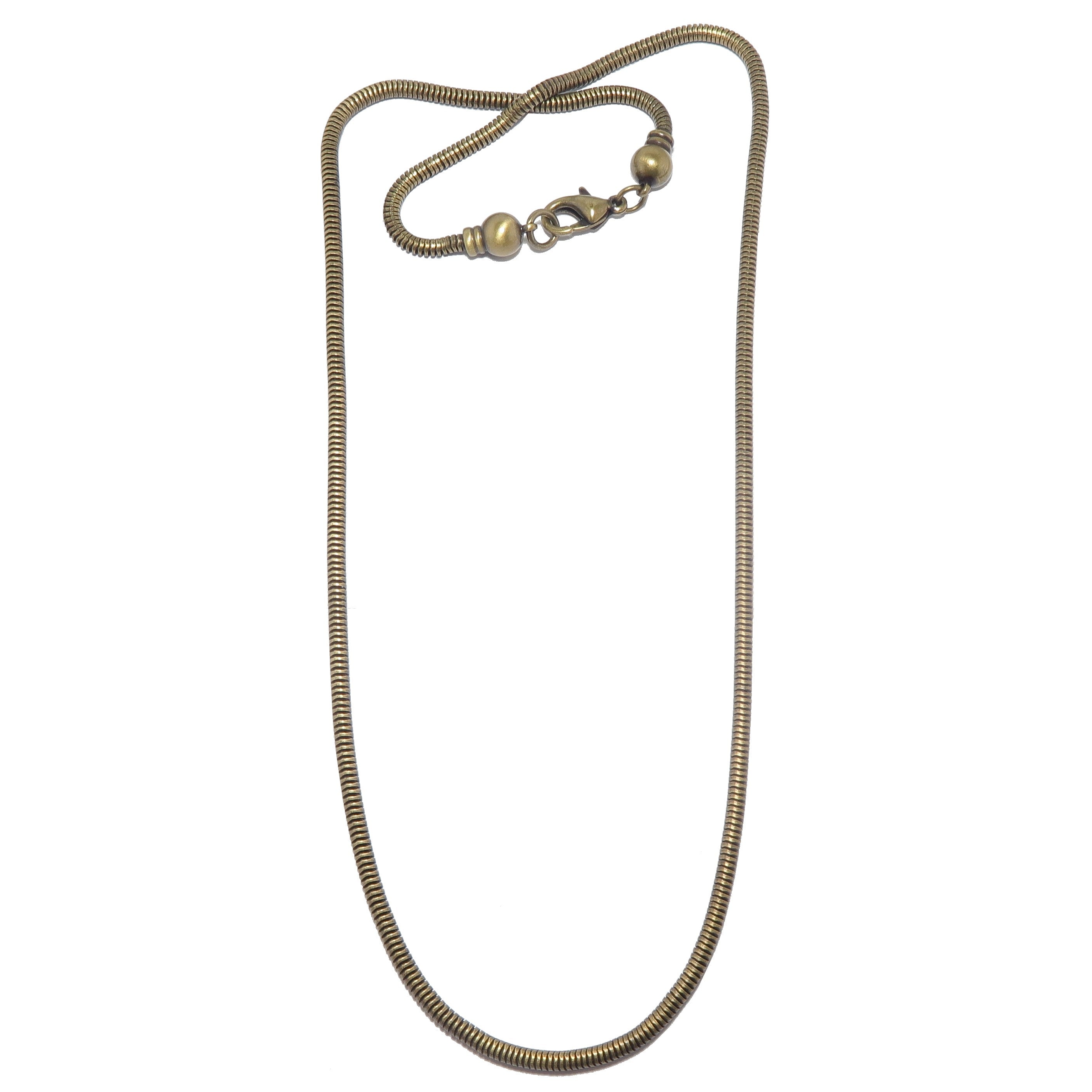 Collier chaîne en laiton, or vieilli, gros serpent