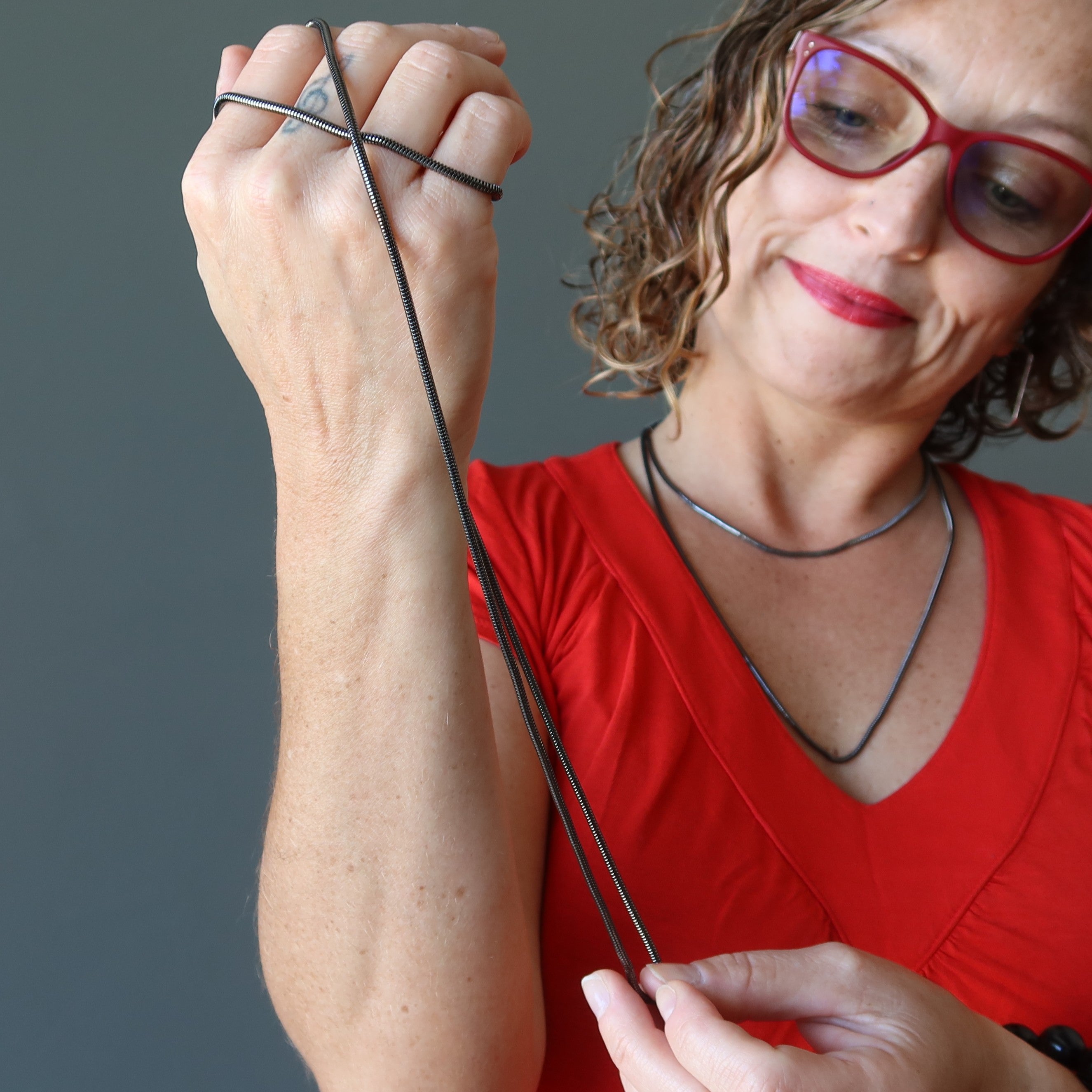 Brass Chain Necklace Gunmetal Thick Snake