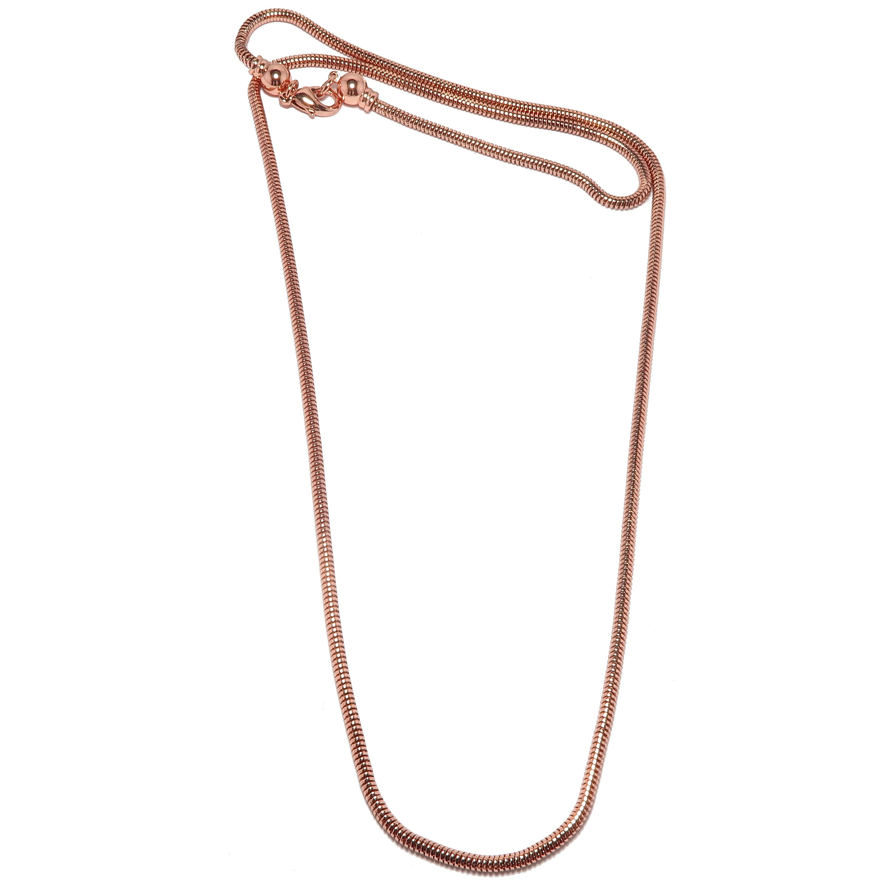Collier chaîne en laiton, plaqué cuivre, serpent épais