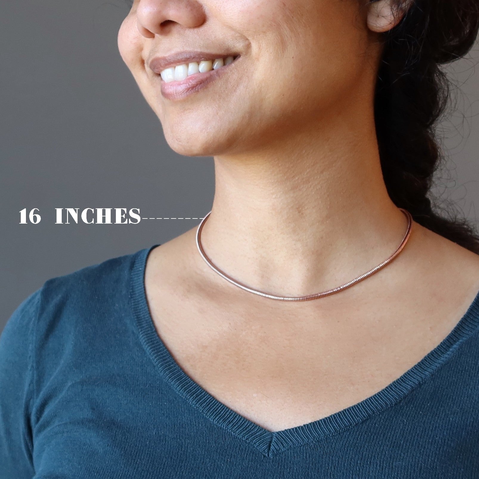 Collier chaîne en laiton, plaqué cuivre, serpent épais