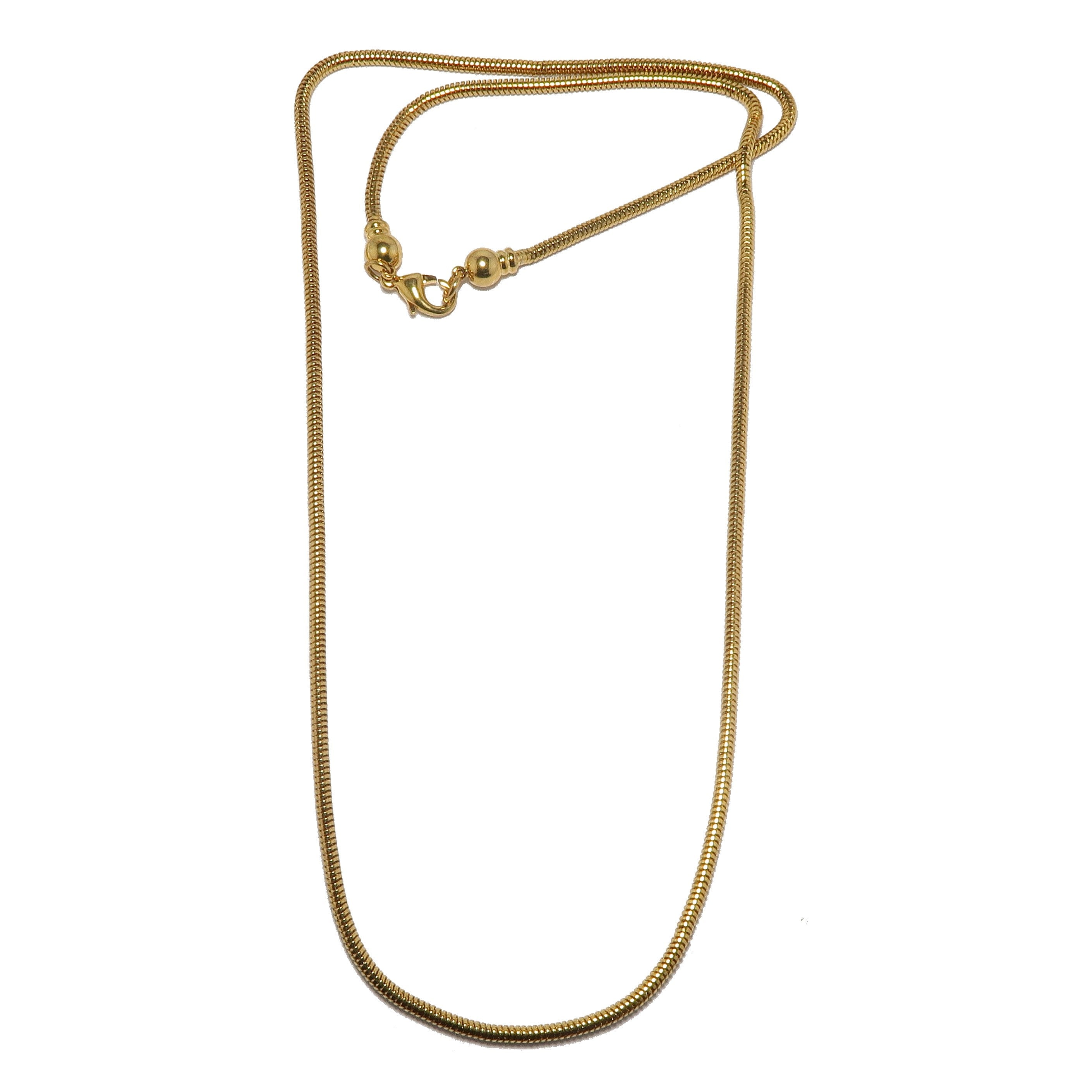 Brass Chain Necklace Gold-Plated Thick Snake