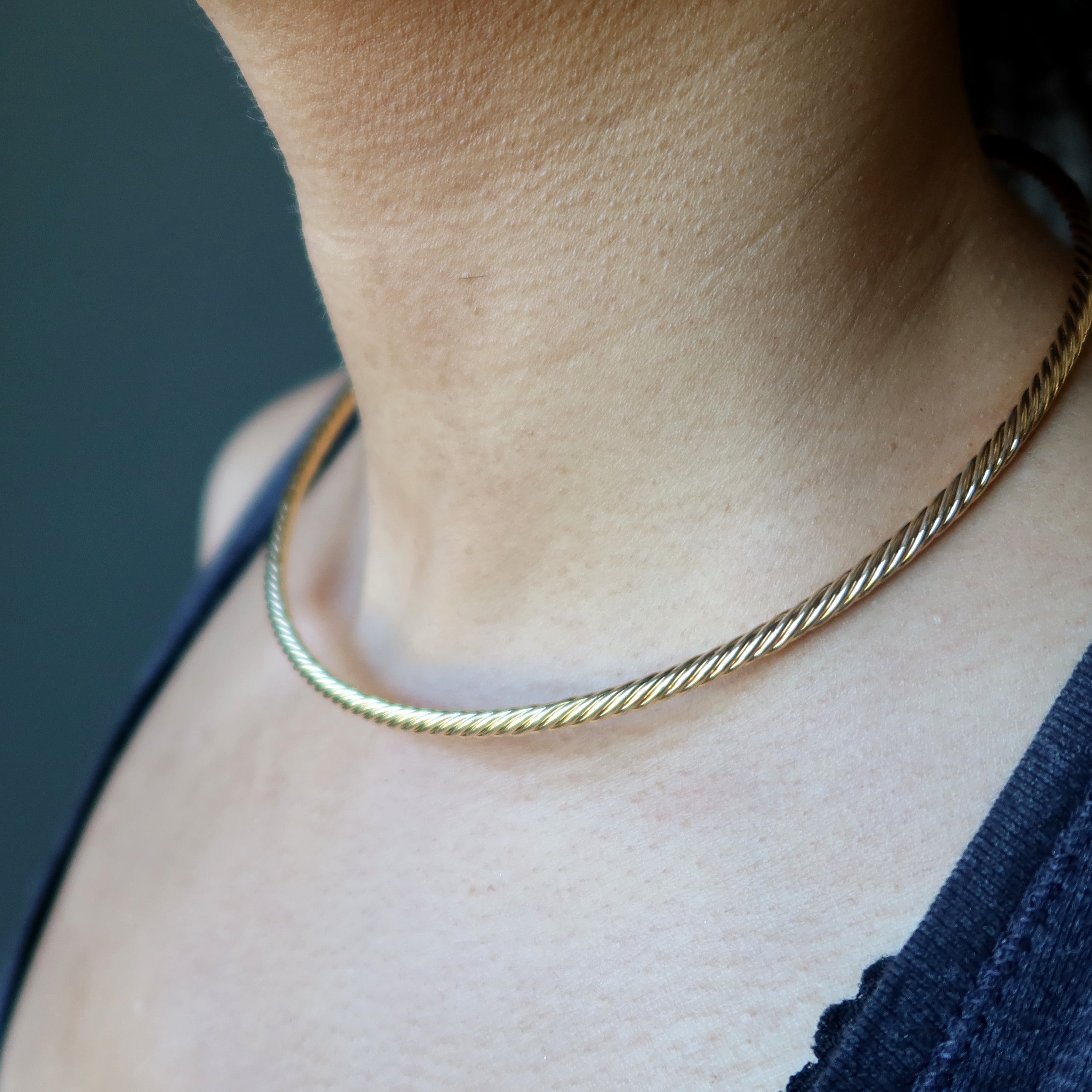 Gold Choker Necklace Fashion Forward Thick Twist