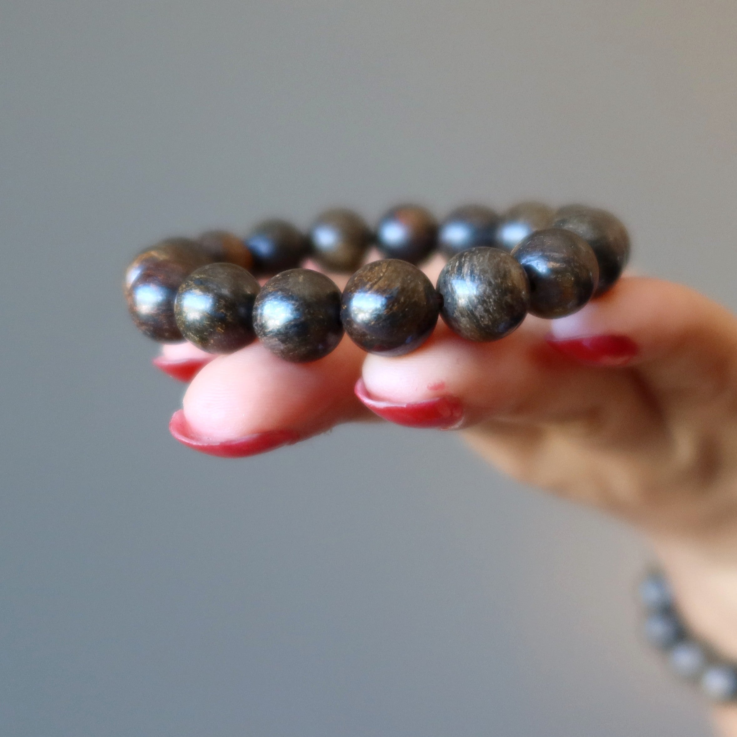 Bracelet en bronzite, perles de cristal marron, protection du guerrier intrépide