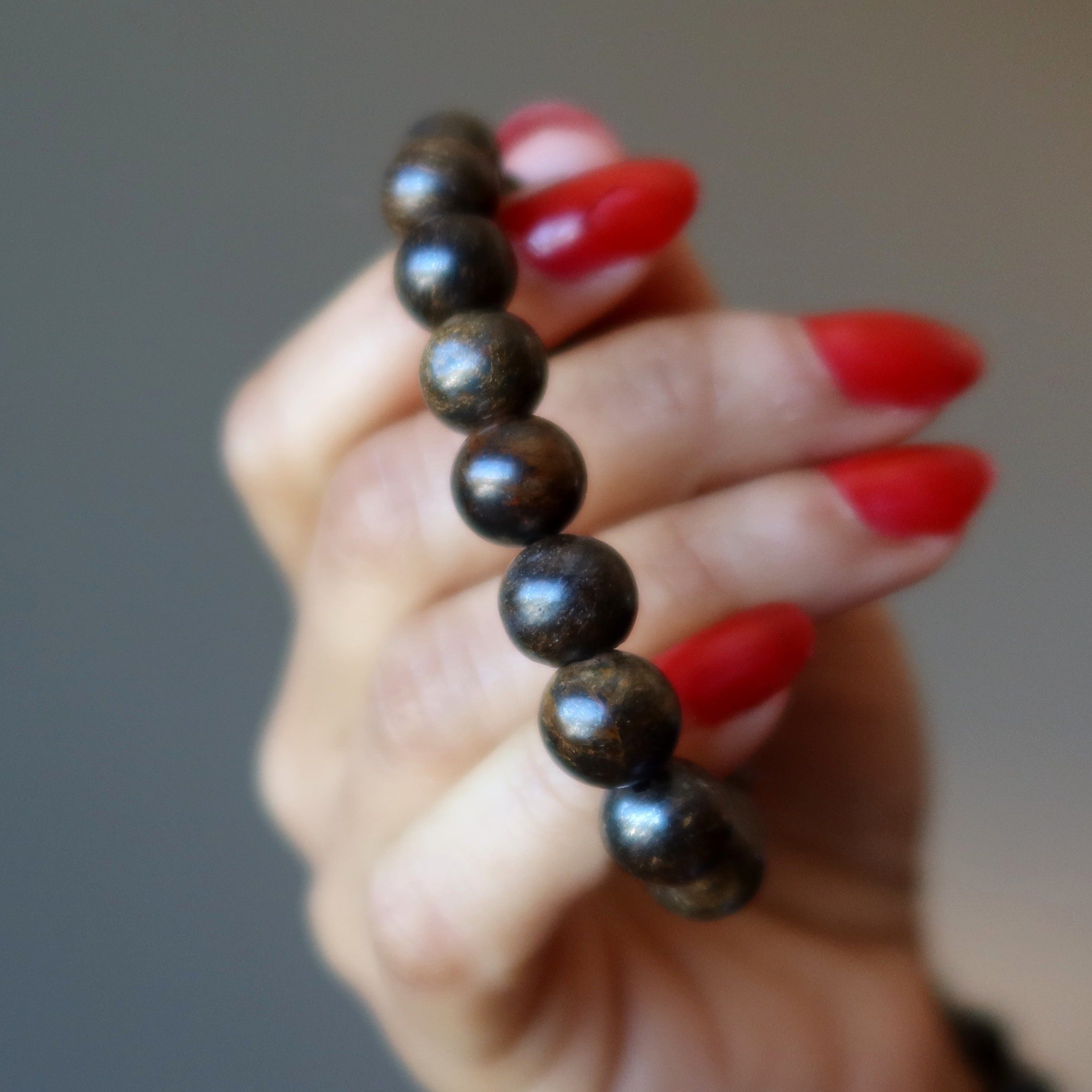 Bracelet en bronzite, perles de cristal marron, protection du guerrier intrépide