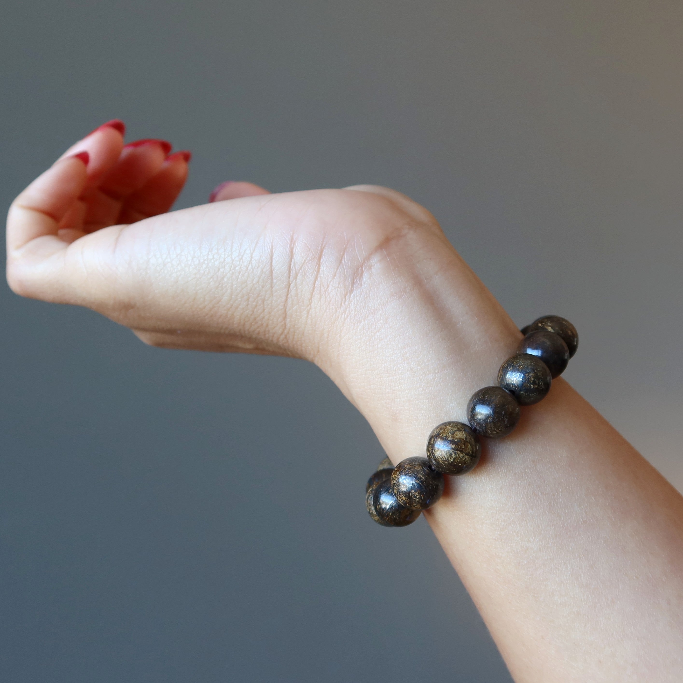Bracelet en bronzite, perles de cristal marron, protection du guerrier intrépide