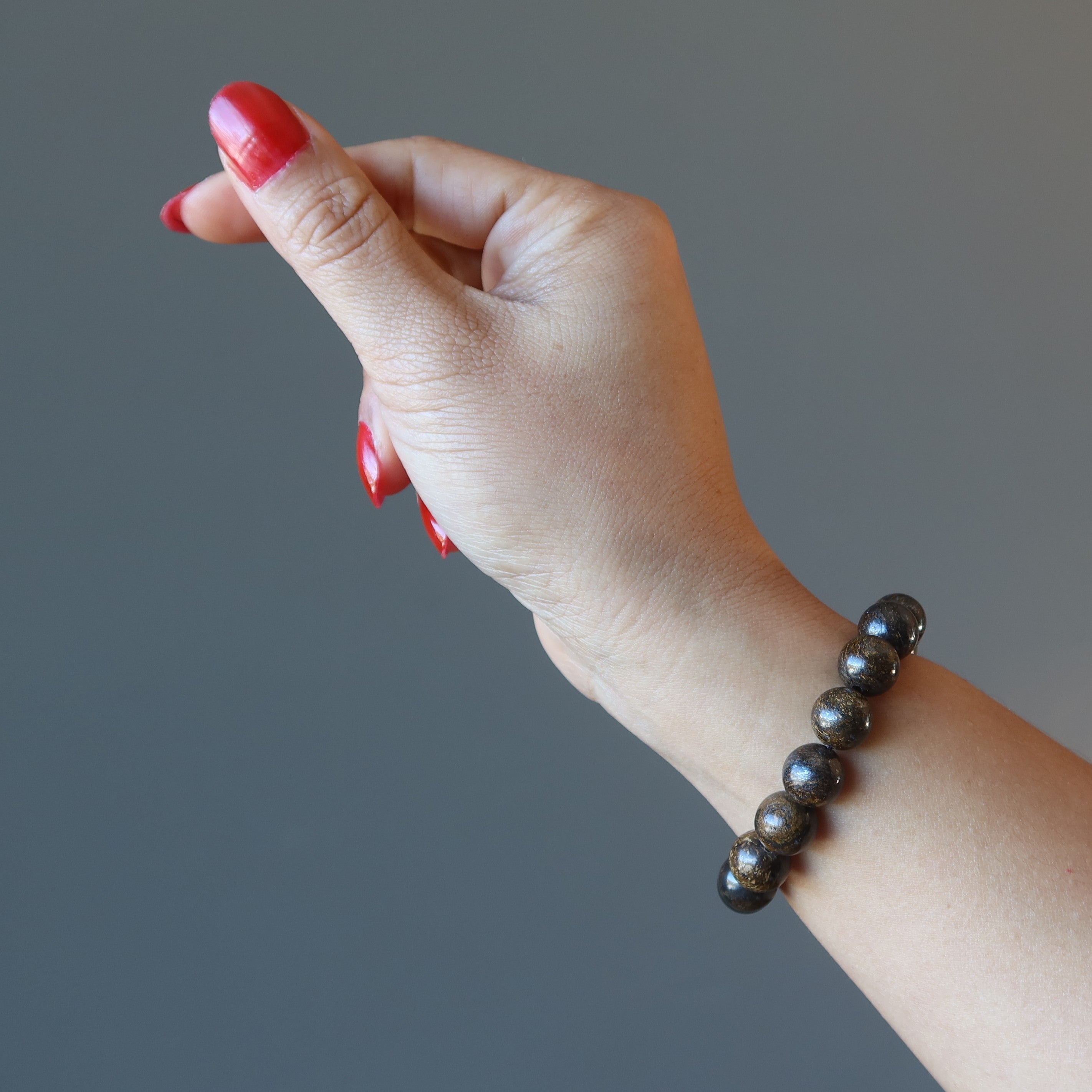 Bracelet en bronzite, perles de cristal marron, protection du guerrier intrépide
