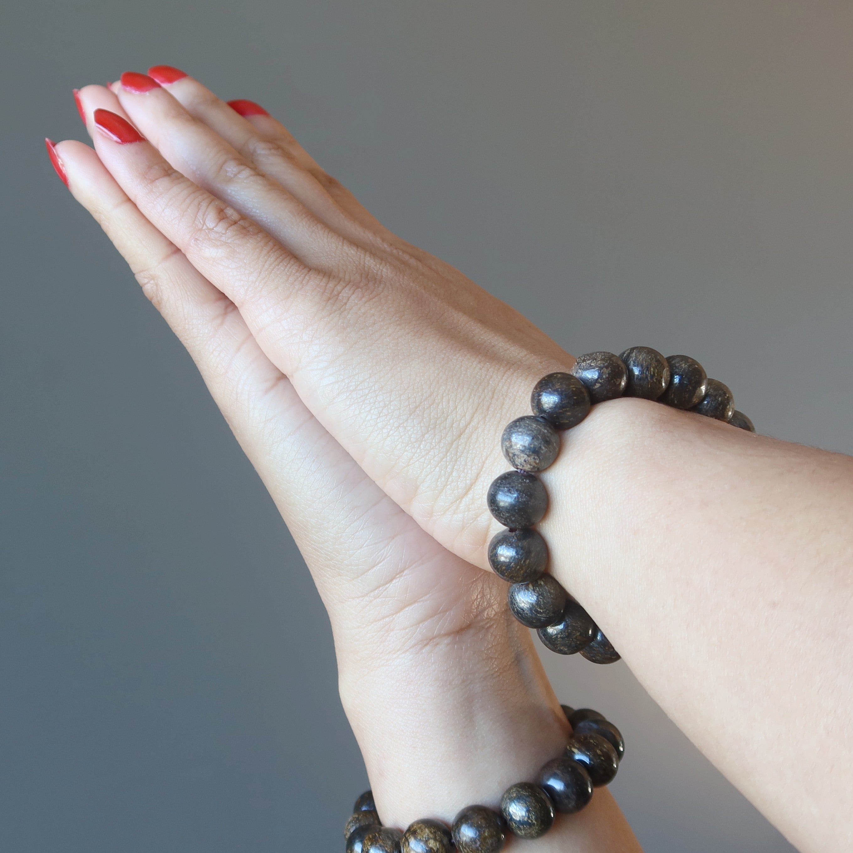 Bracelet en bronzite, perles de cristal marron, protection du guerrier intrépide