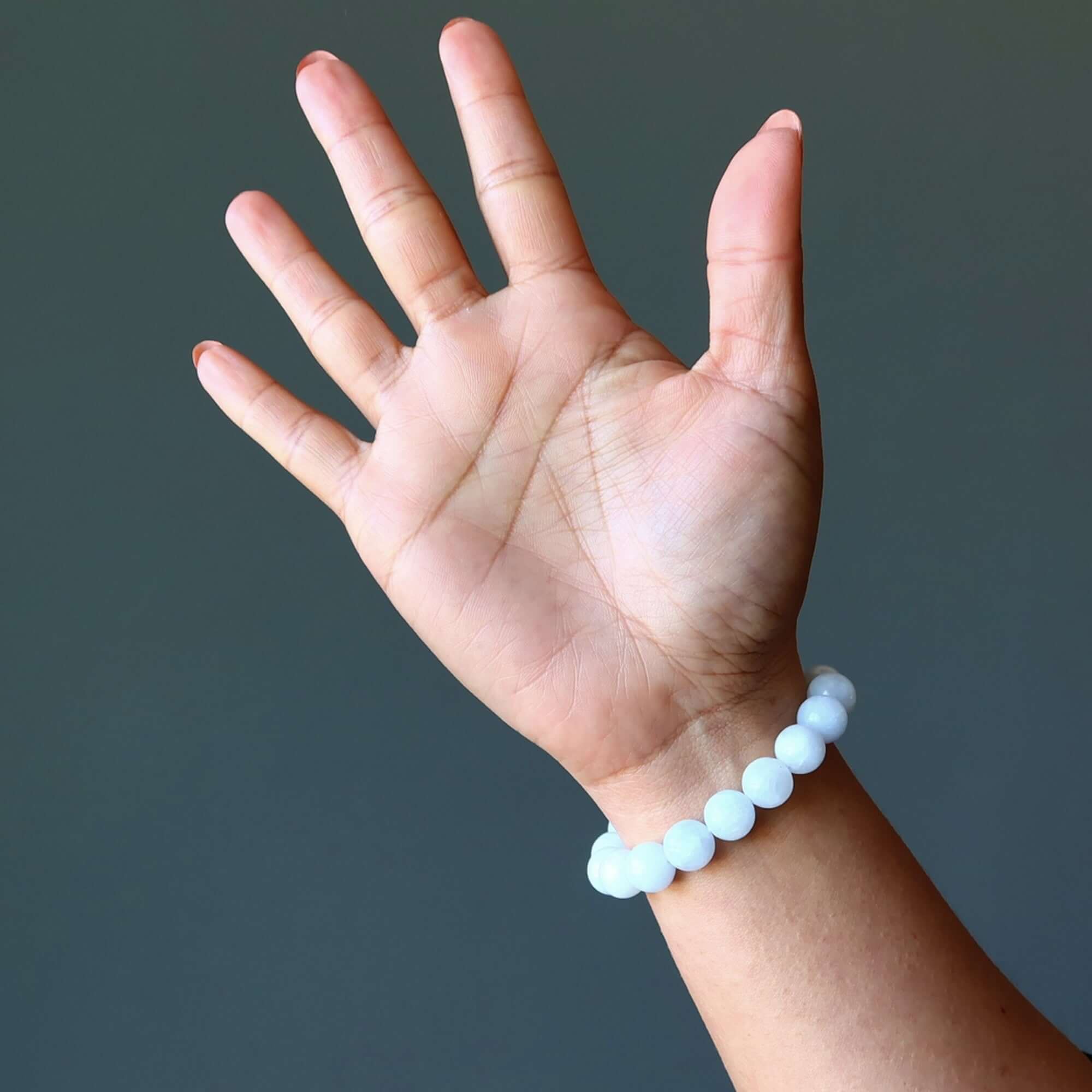Blue Calcite Bracelet Natural Gemstone Beads Calming Zen Den