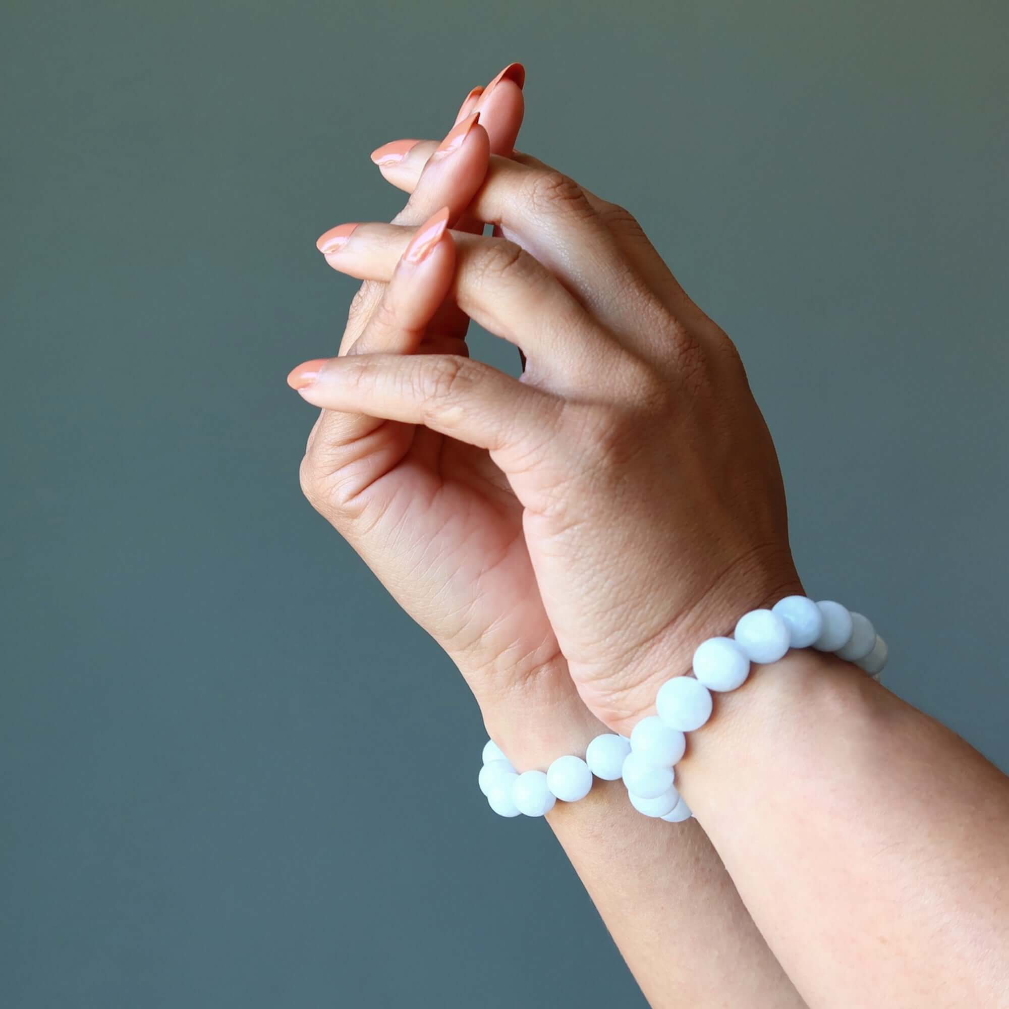 Blue Calcite Bracelet Natural Gemstone Beads Calming Zen Den