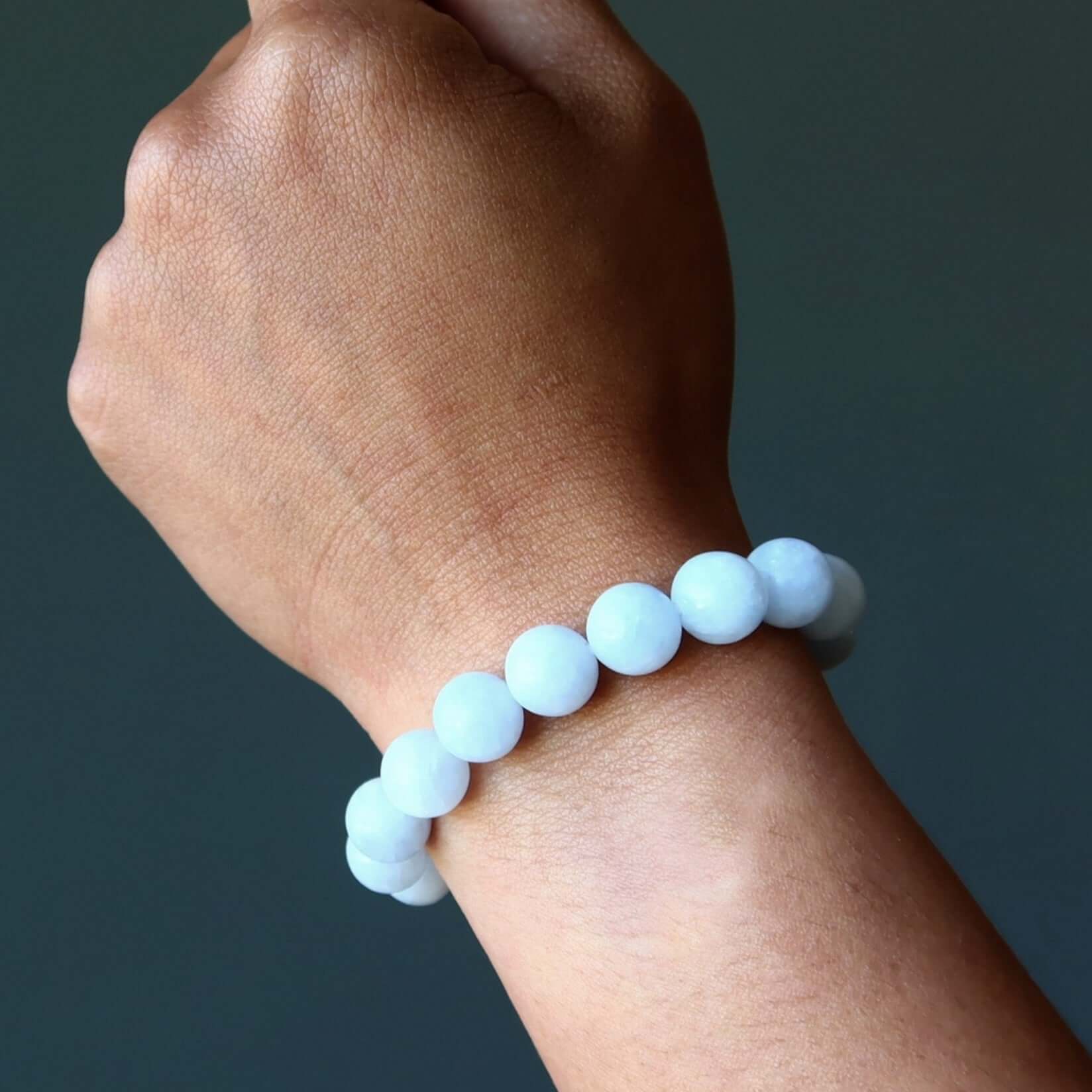 Blue Calcite Bracelet Natural Gemstone Beads Calming Zen Den