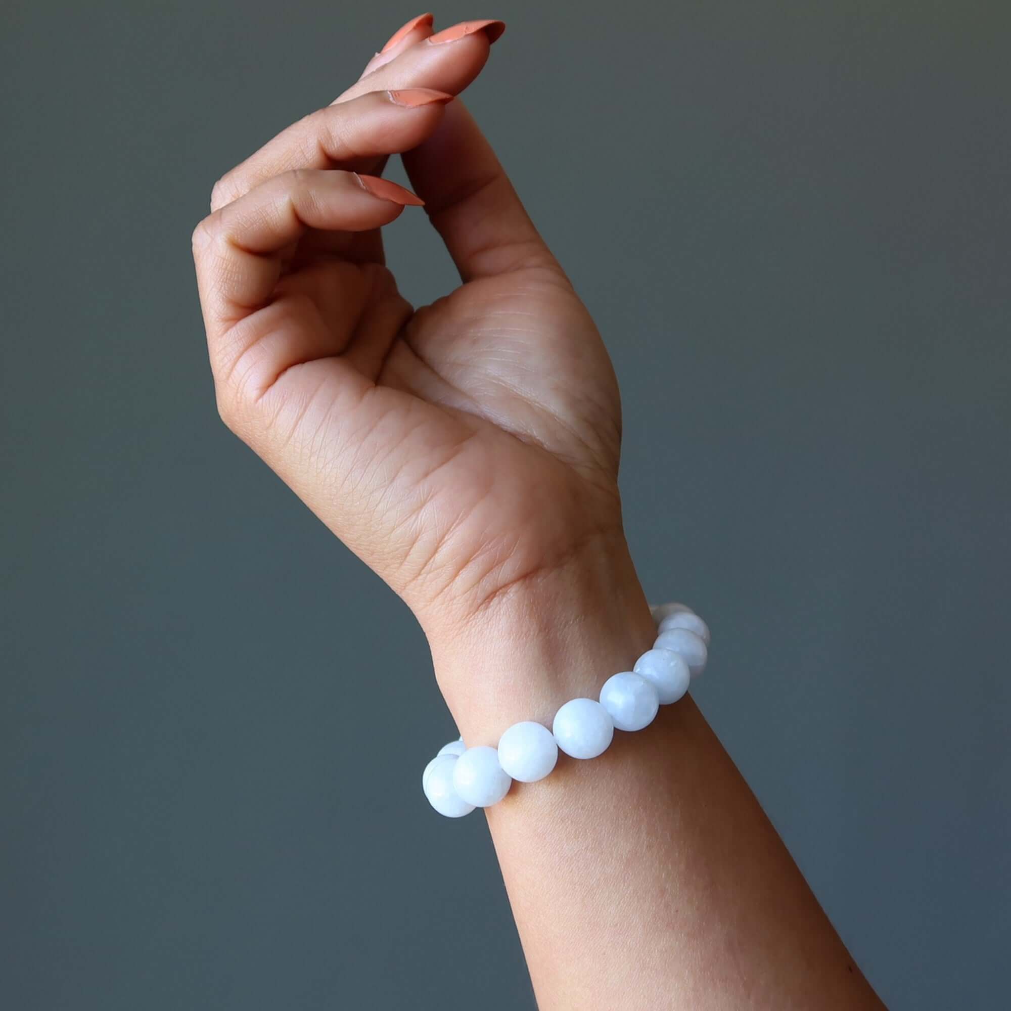 Blue Calcite Bracelet Natural Gemstone Beads Calming Zen Den