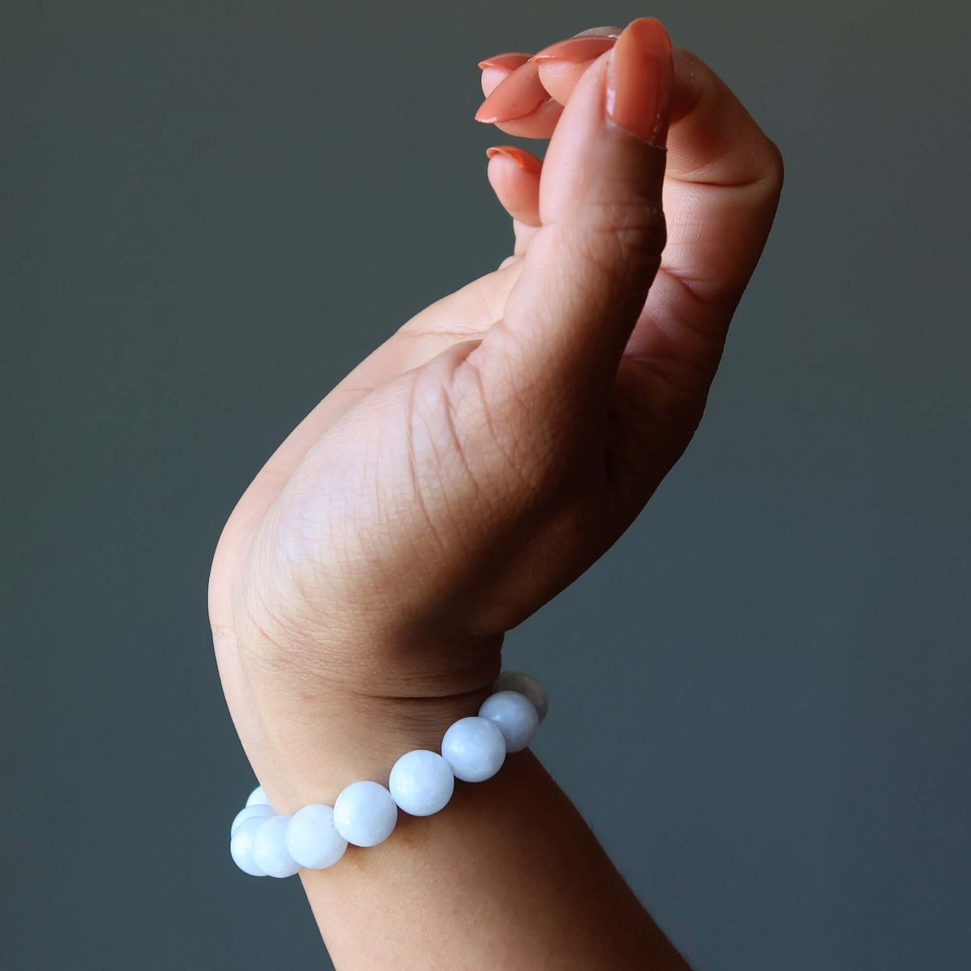 Blue Calcite Bracelet Natural Gemstone Beads Calming Zen Den