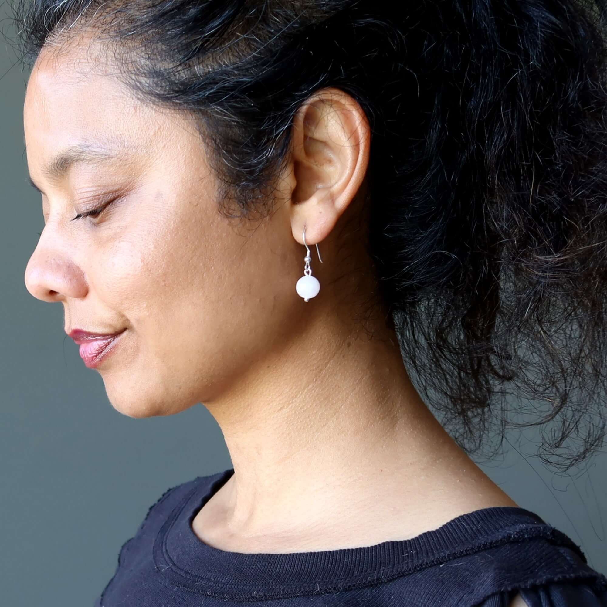 Boucles d'oreilles en calcite rose mangano « Precious Soul » en argent sterling