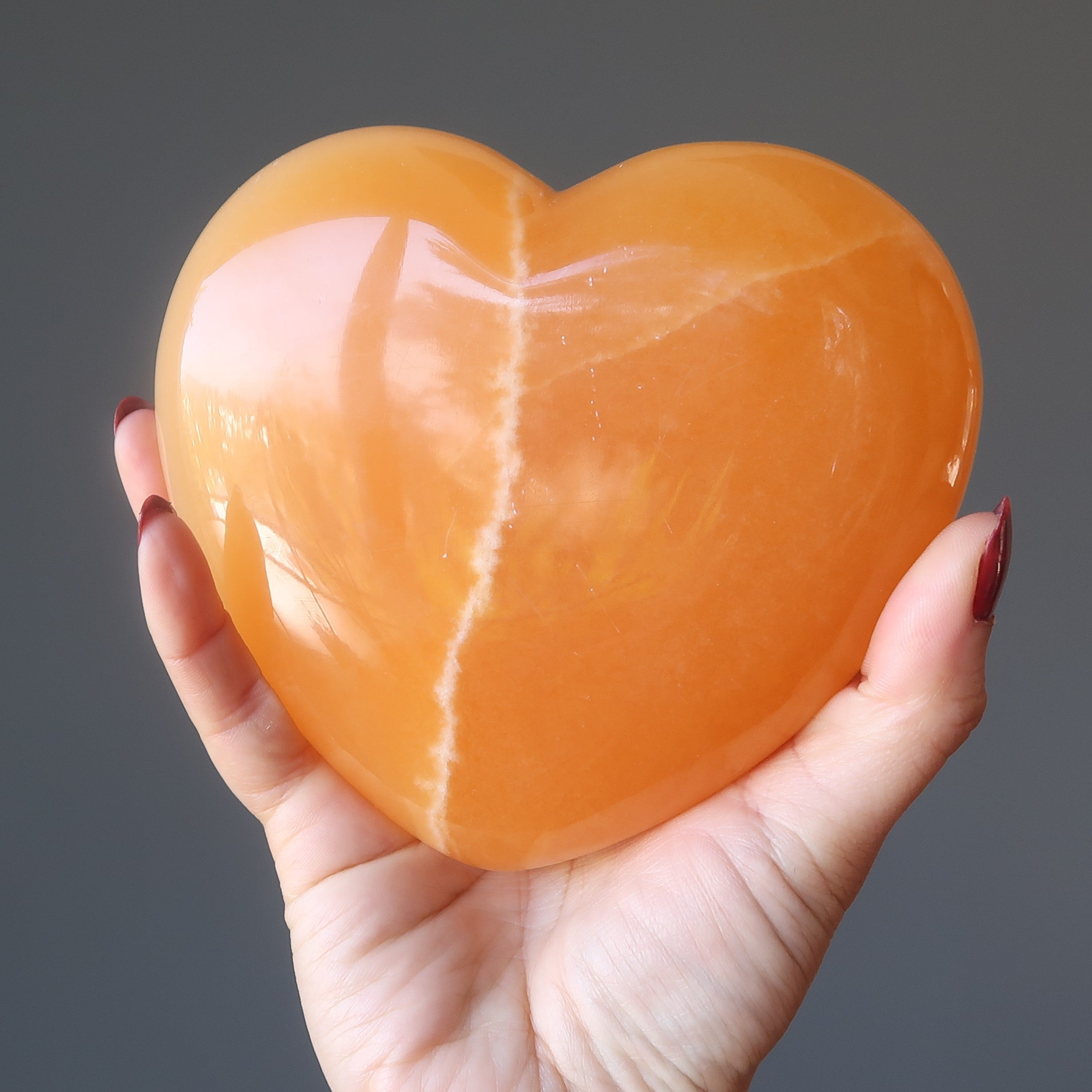 Orangencalcit Herz Golden Liebe Glücklicher Kristall