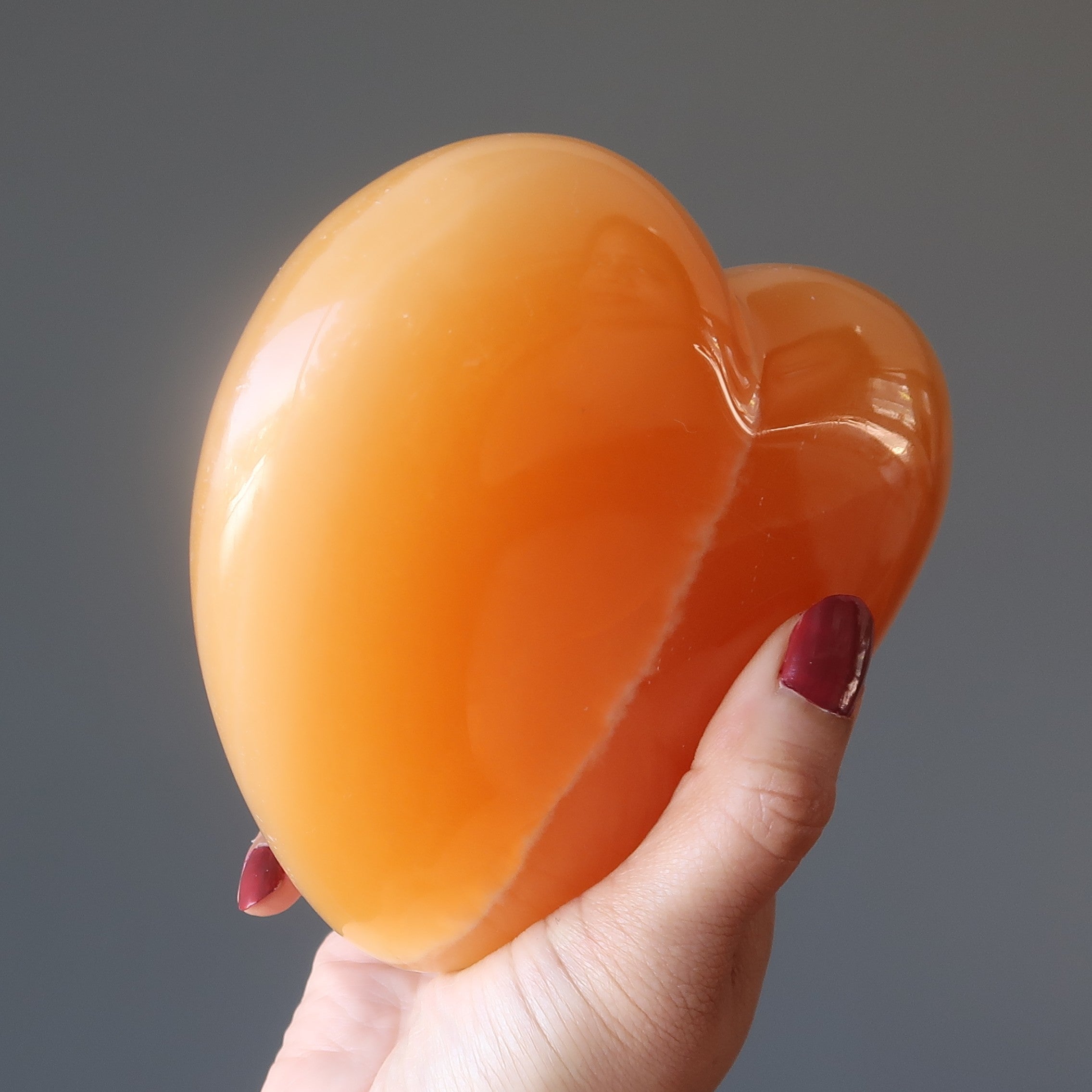 Orangencalcit Herz Golden Liebe Glücklicher Kristall