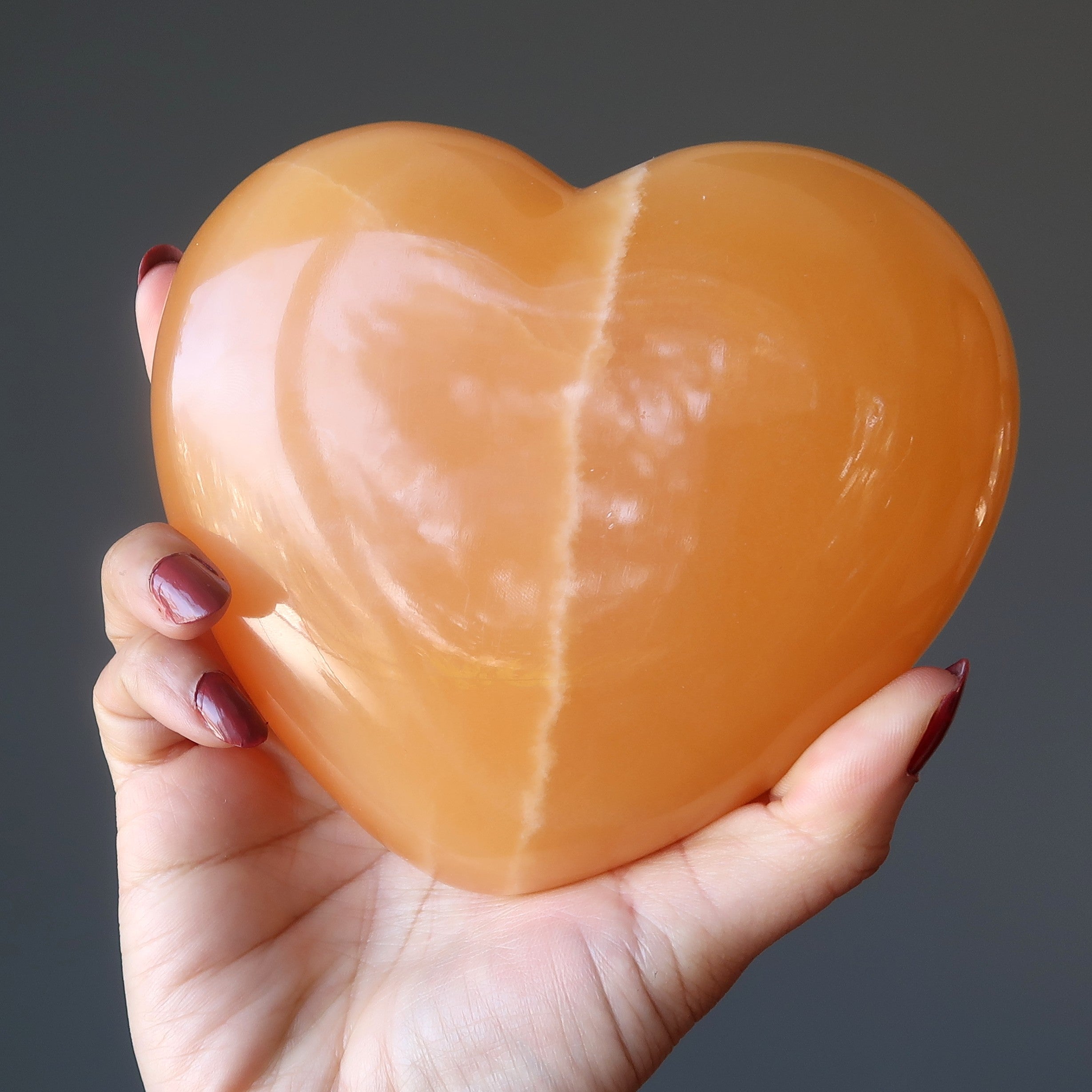 Orangencalcit Herz Golden Liebe Glücklicher Kristall