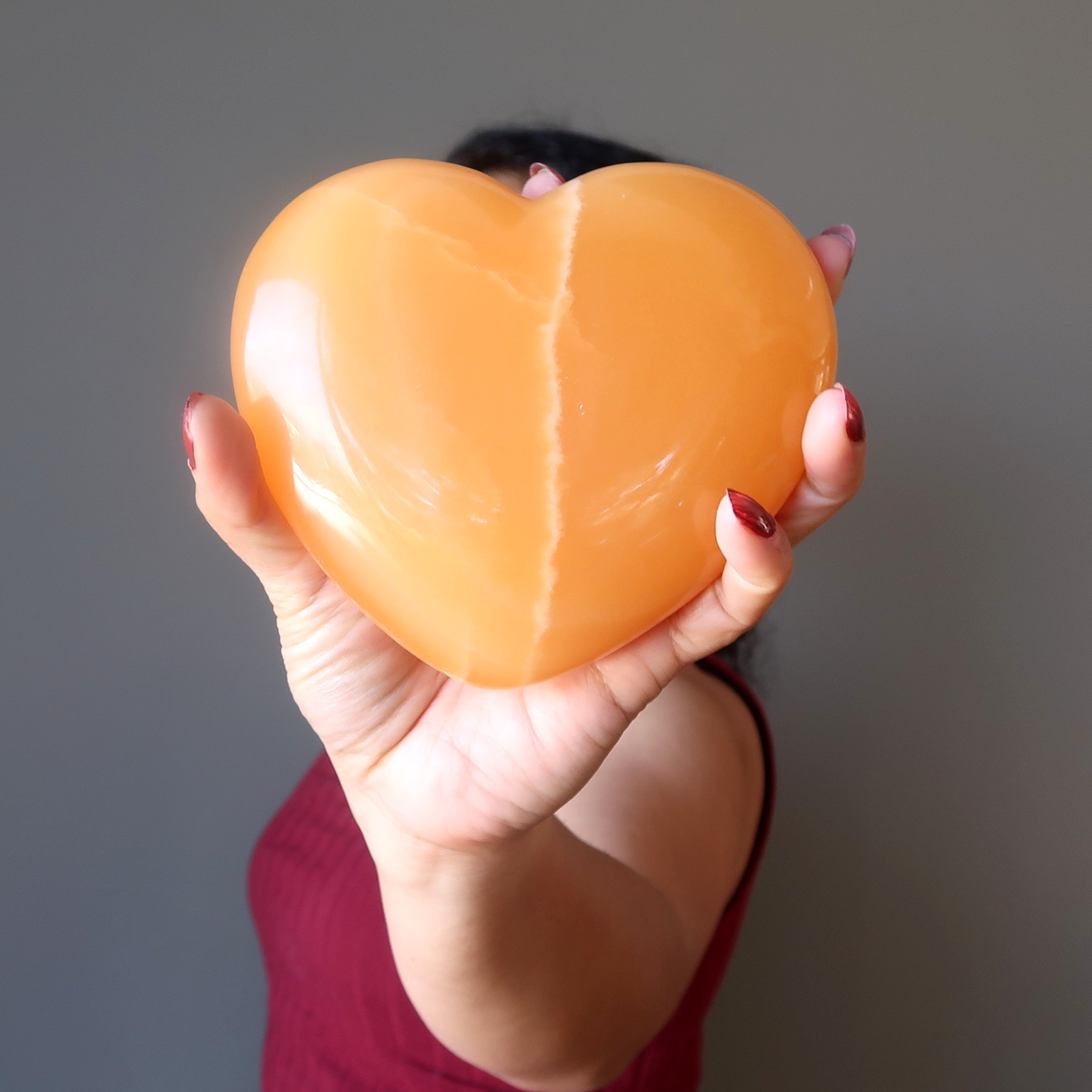 Orangencalcit Herz Golden Liebe Glücklicher Kristall