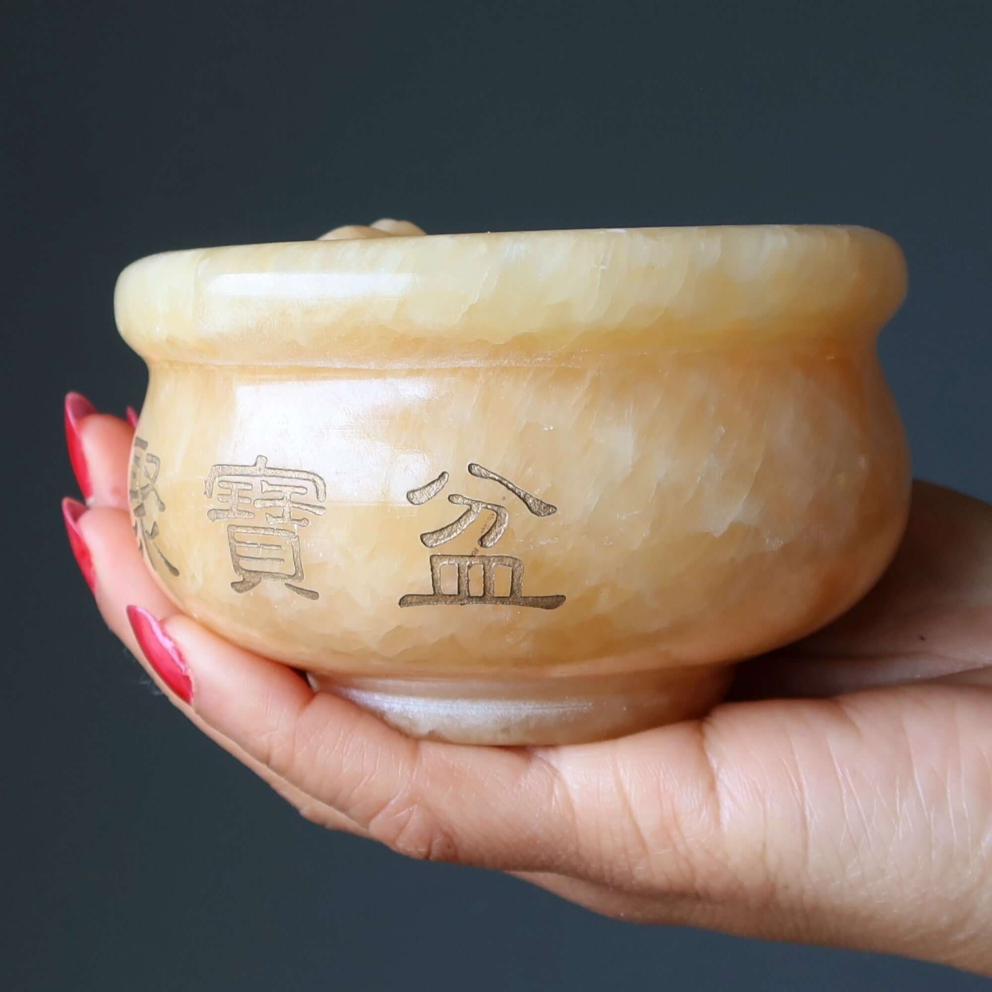 Yellow Calcite Money Bowl Ingot Set Wealth Feng Shui