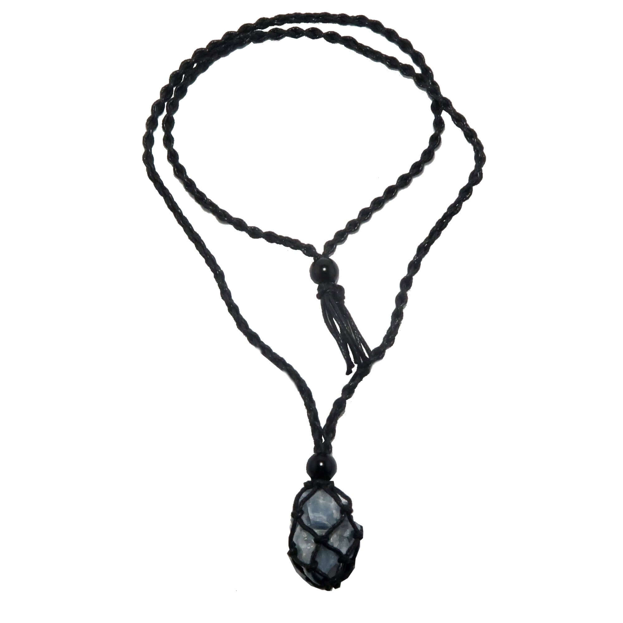 Collier Calcite Bleue Nid dans le Ciel Macramé