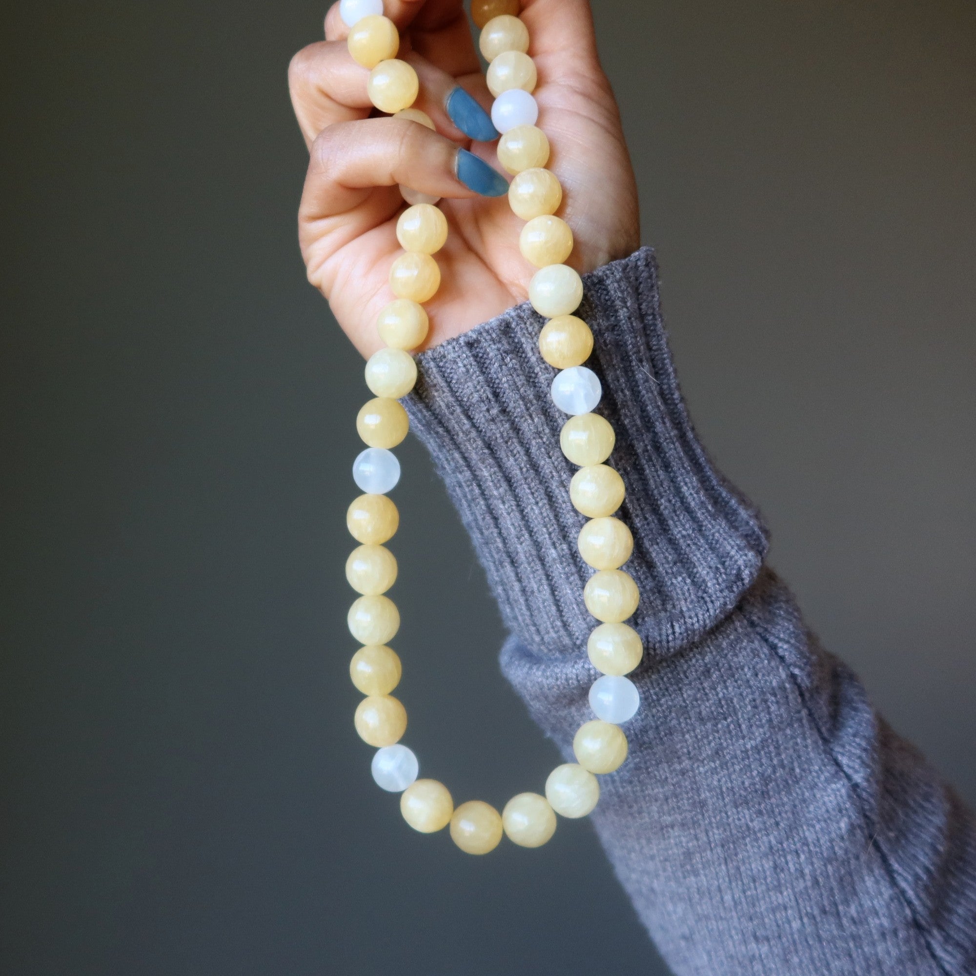 Collier Calcite Jaune Sentiments Intenses Blanc