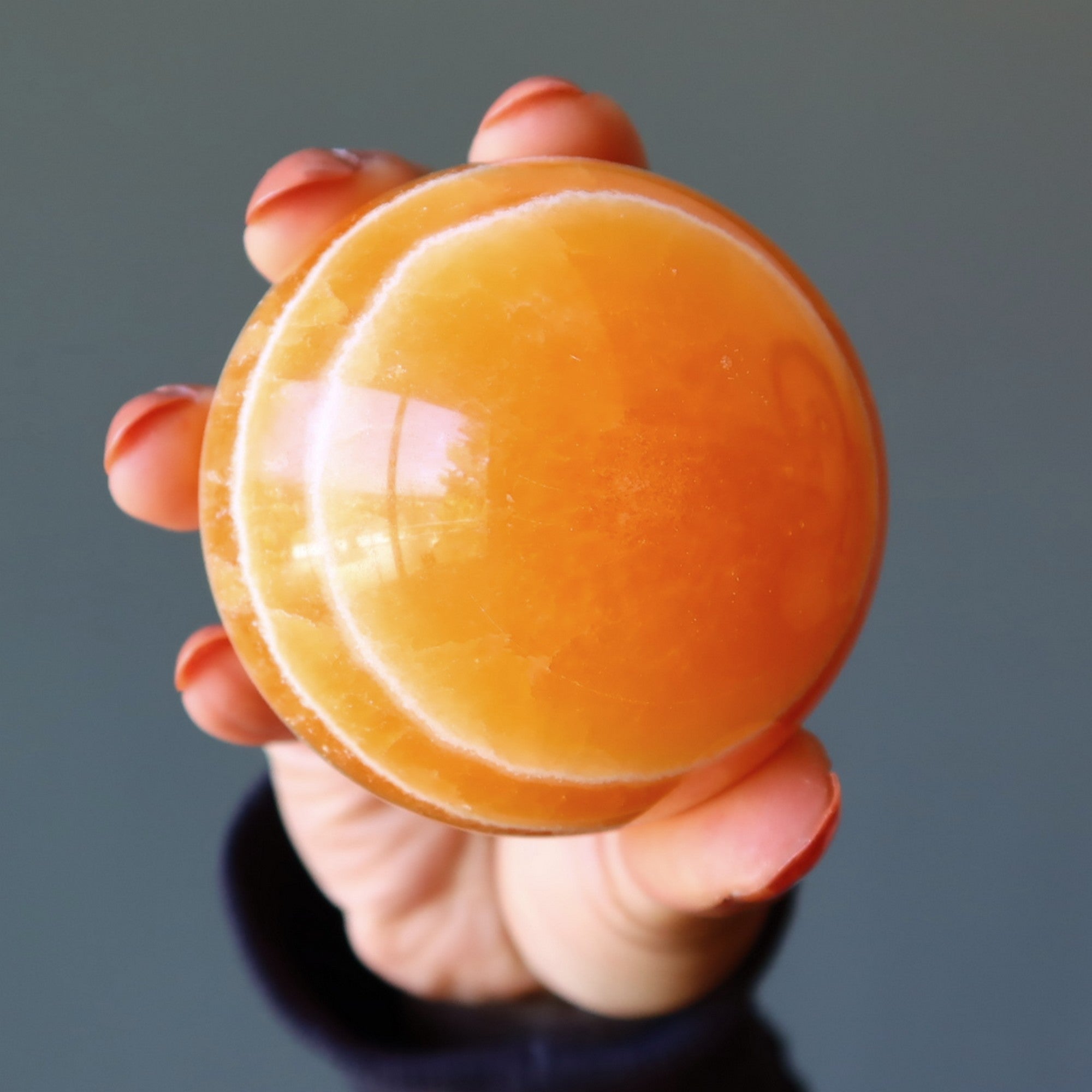 Orange Calcite Sphere Positive Energy Mood Lift Crystal Ball