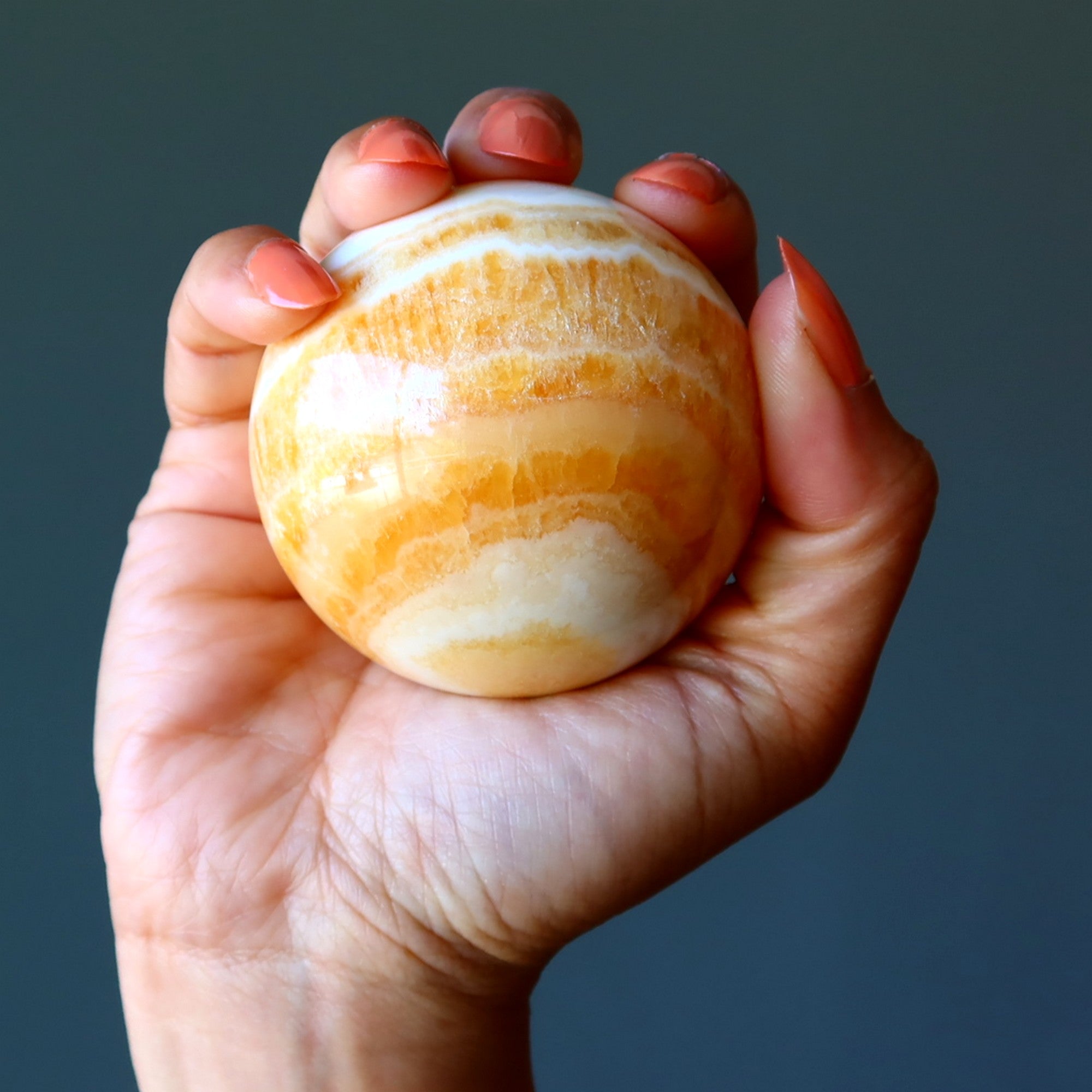 Orange Calcite Sphere Positive Energy Mood Lift Crystal Ball