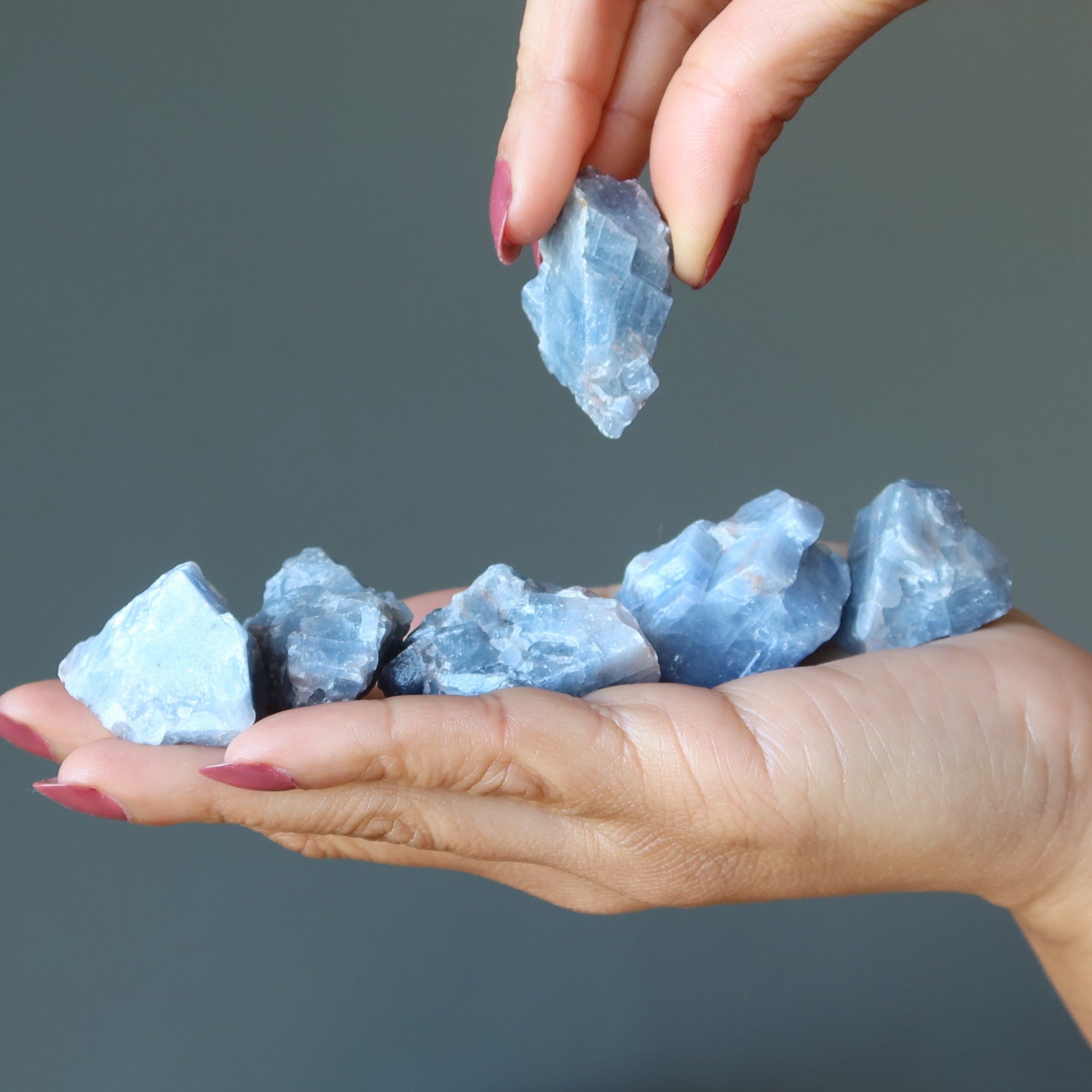 Rohkristallbündel Blauer Calcit, Himmelsmandala, 35 Stück