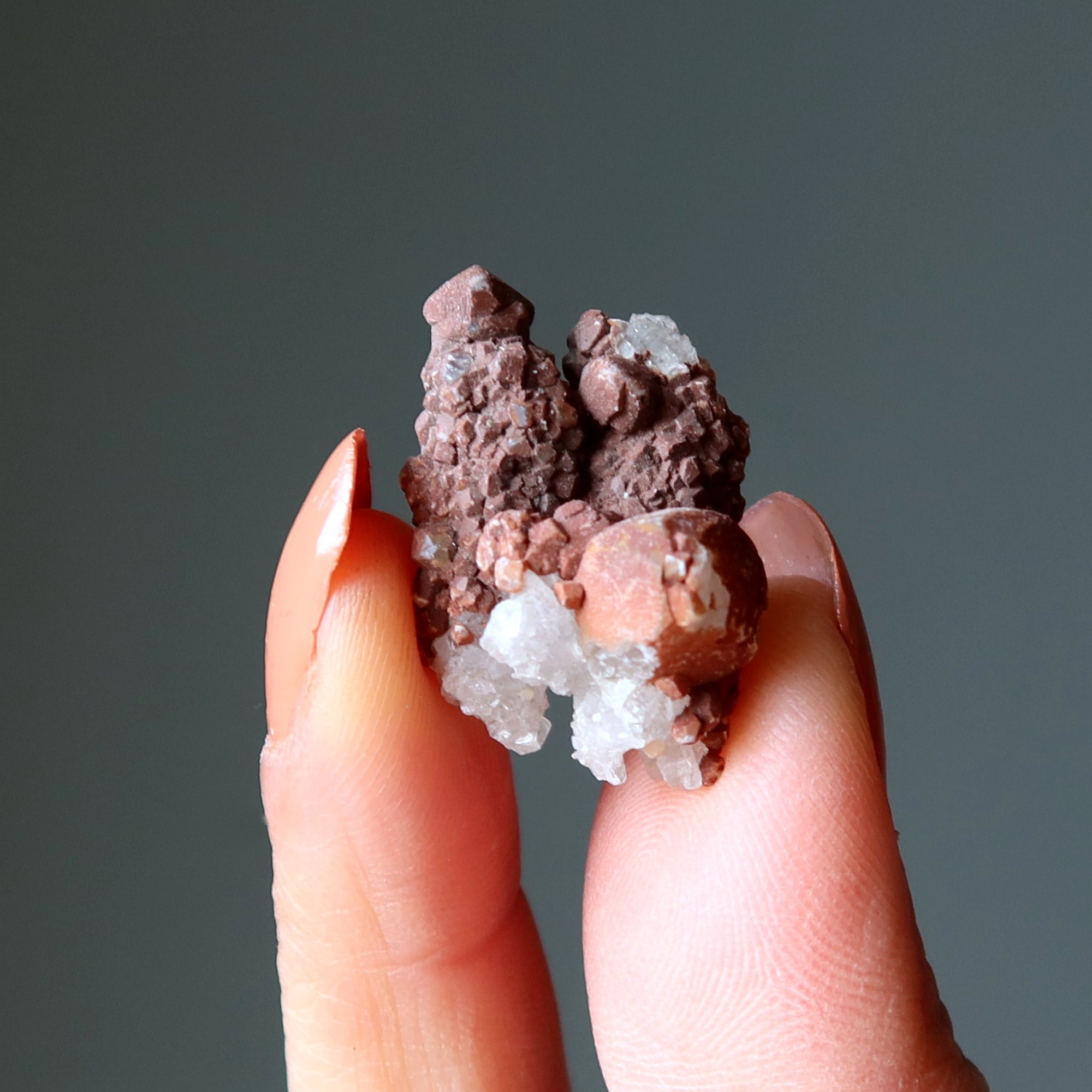 White Calcite Red Hematite Raw Crystal Set of 20 Power Clusters