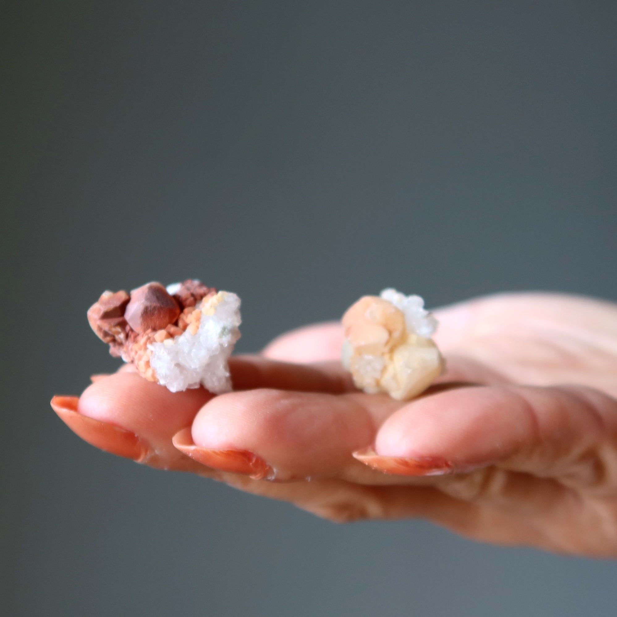 White Calcite Red Hematite Raw Crystal Set of 20 Power Clusters
