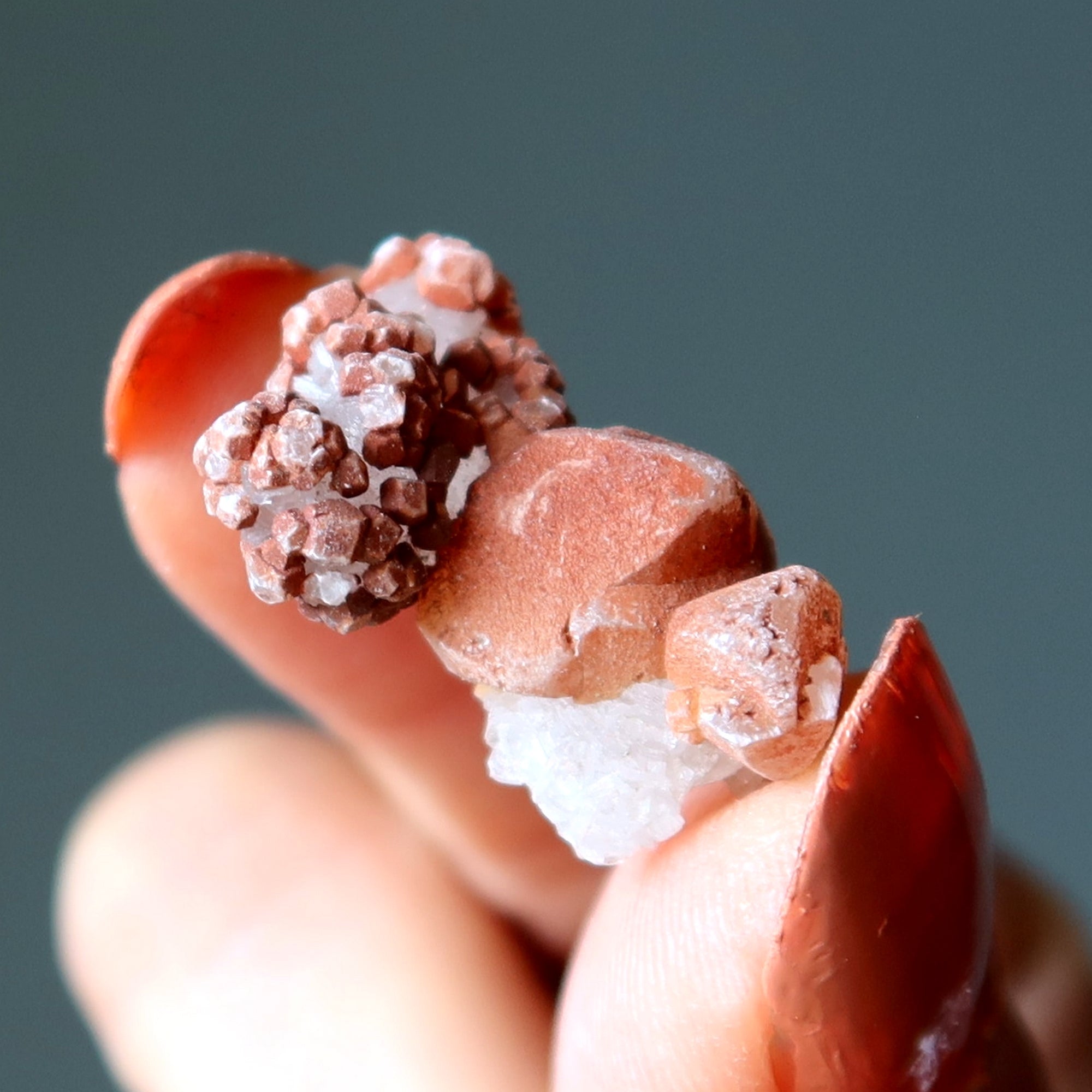 White Calcite Red Hematite Raw Crystal Set of 20 Power Clusters
