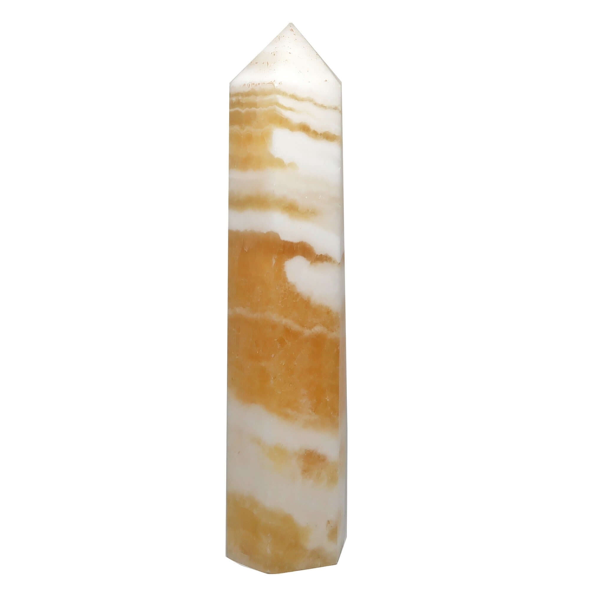 Orange Calcite tower wand crystal point beacon of confidence for solar plexus chakra energy and home decor