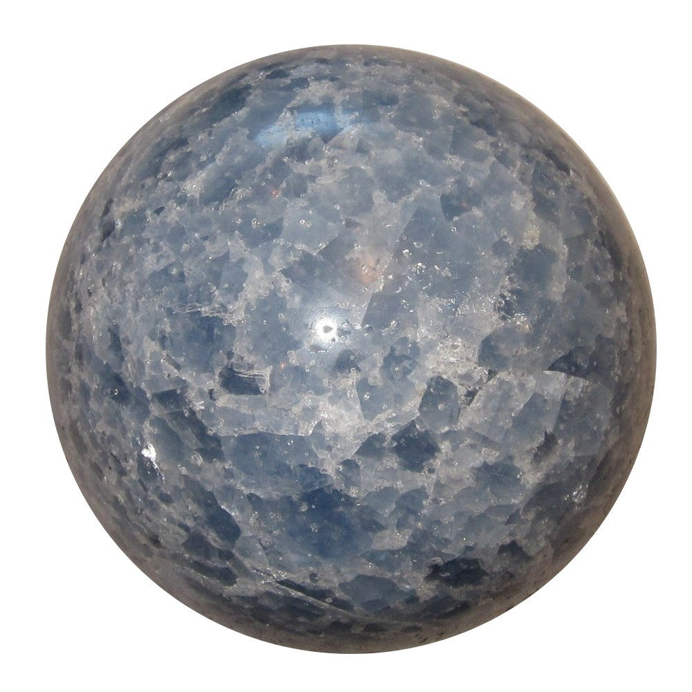Blue Calcite Sphere Crackle of Dawn Good Morning Sky Crystal Ball