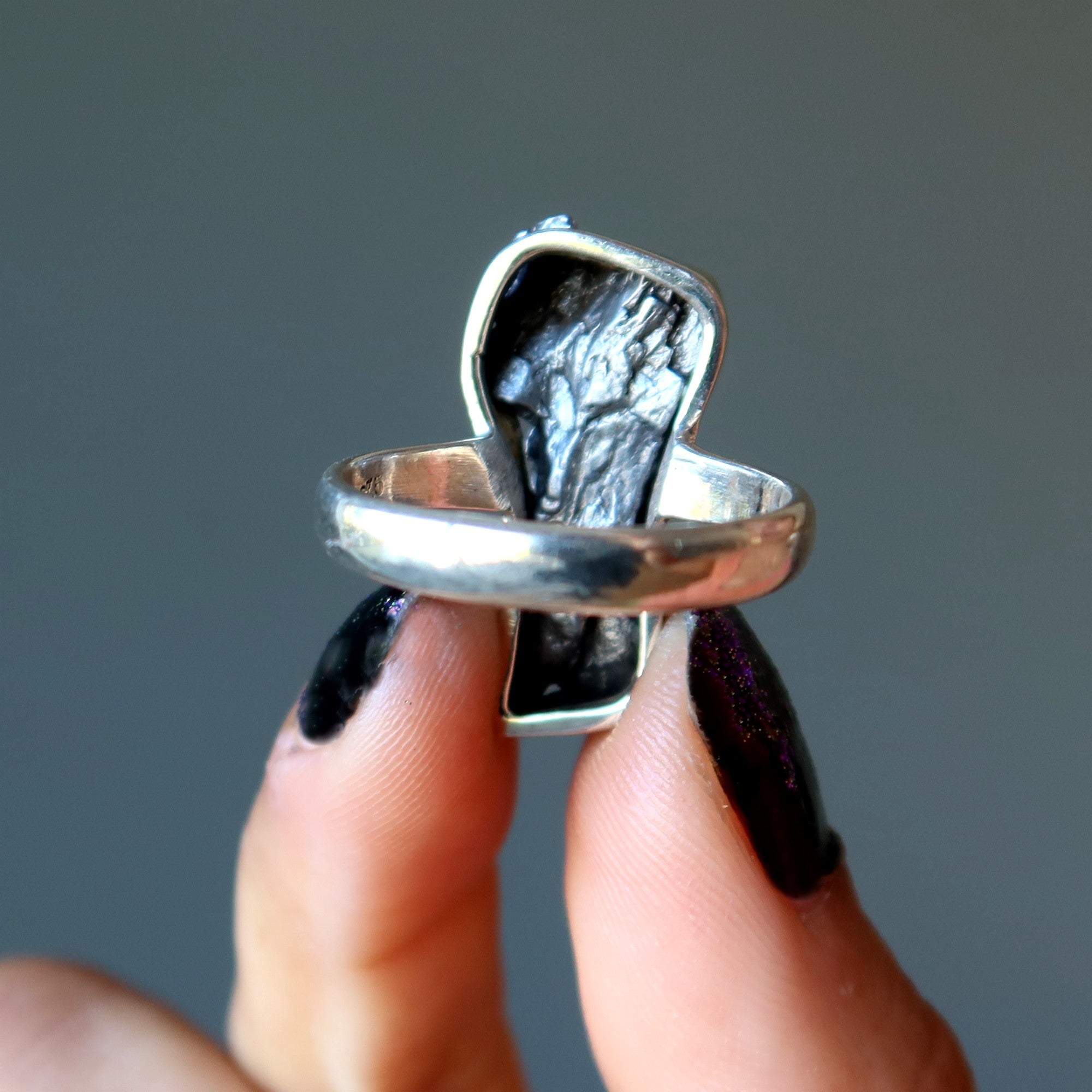 Campo Del Cielo Meteorite Ring Sterling Silver Size 9