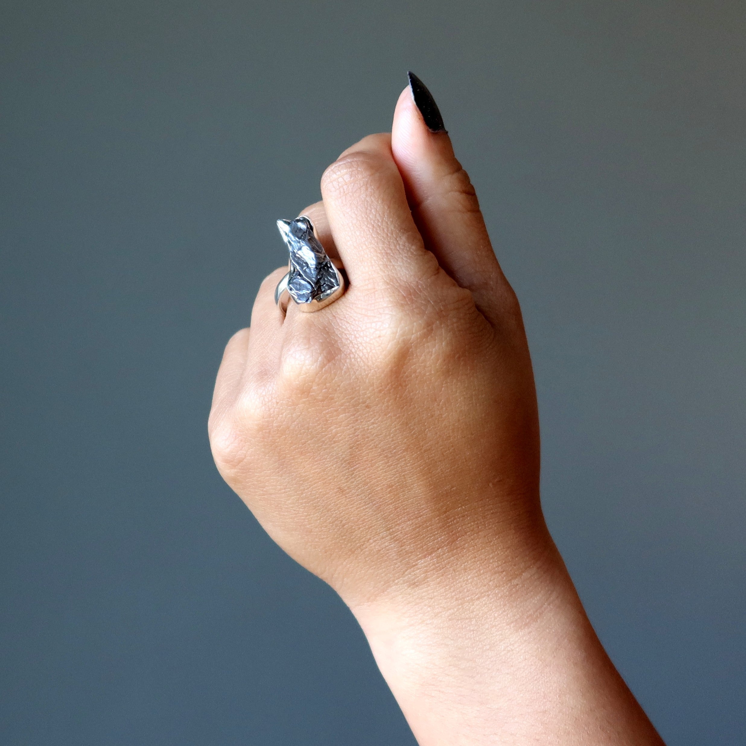 Campo Del Cielo Meteorite Ring Sterling Silver Size 9