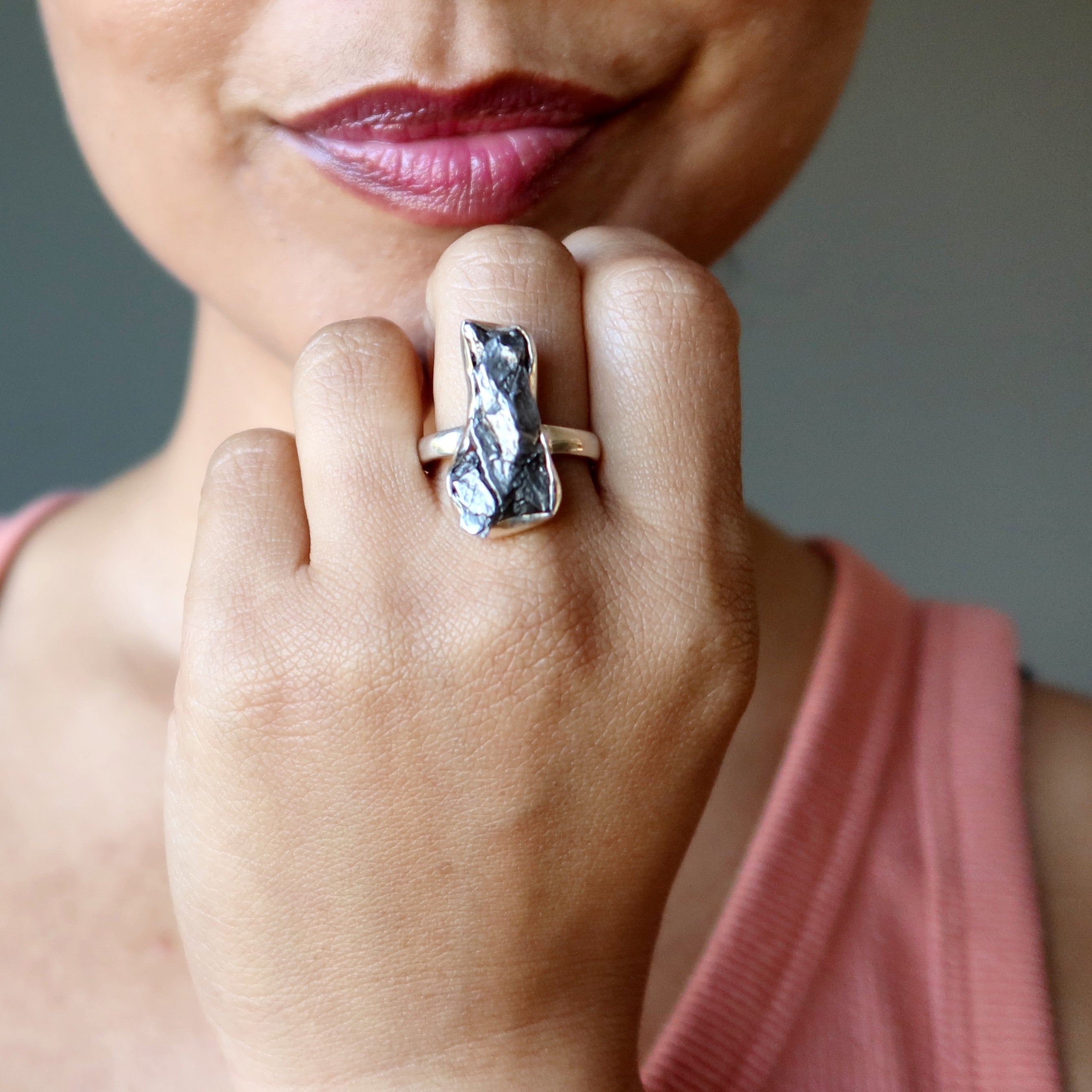 Campo Del Cielo Meteorite Ring Sterling Silver Size 9