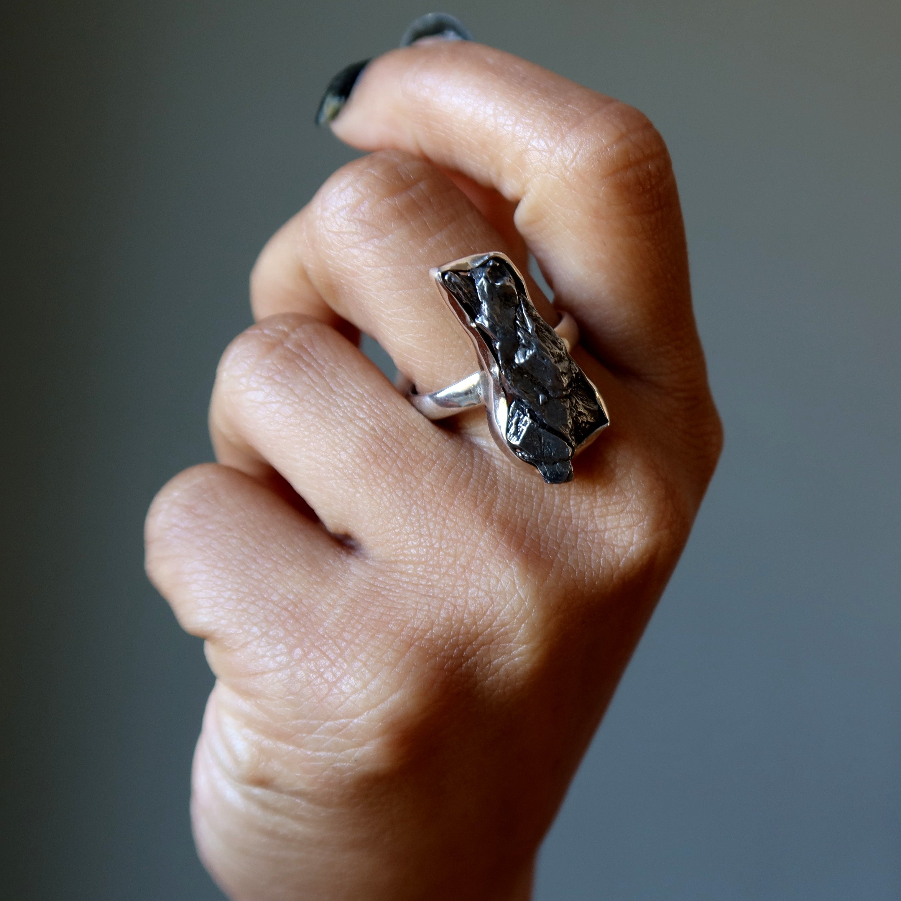 Campo Del Cielo Meteorite Ring Sterling Silver Size 9