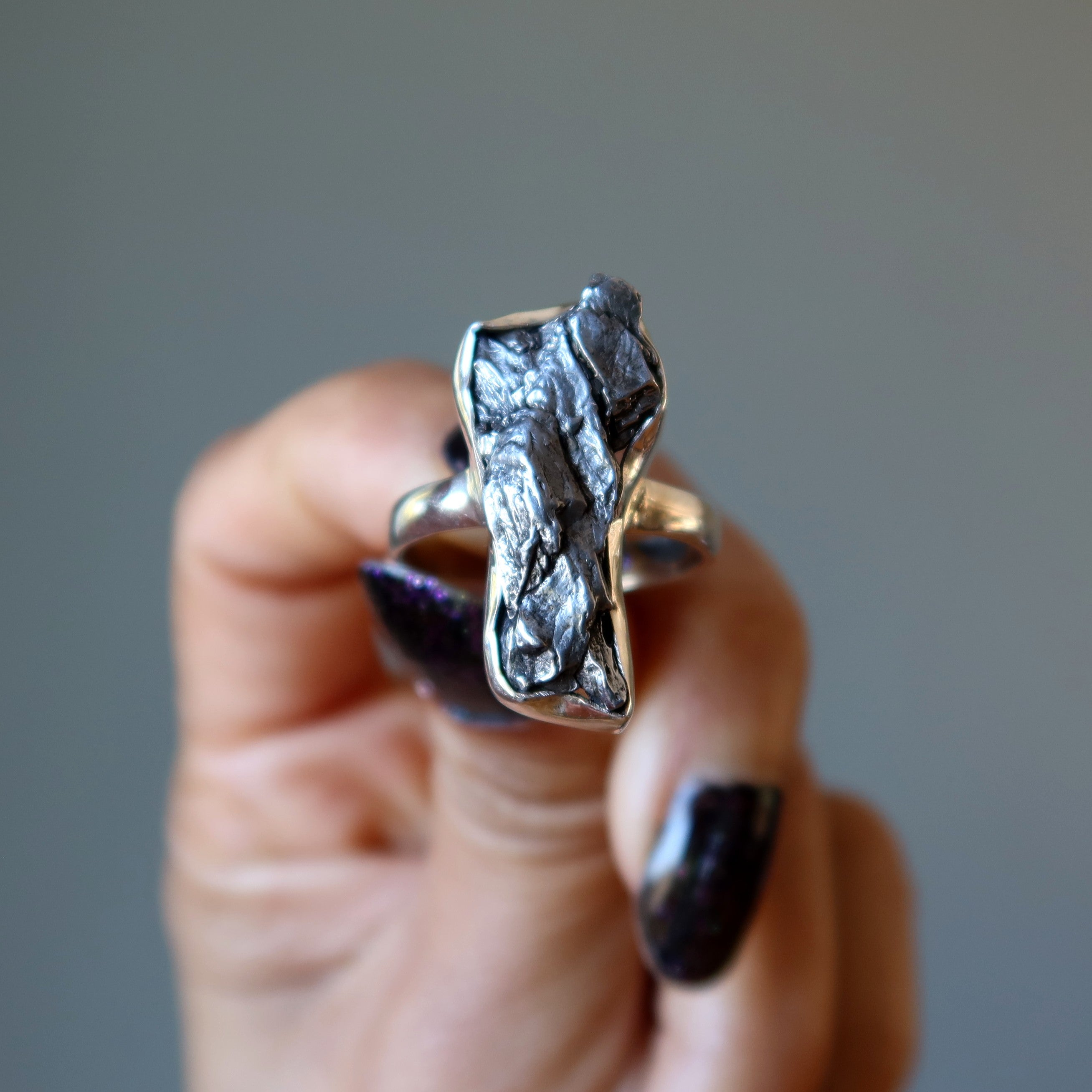 Campo Del Cielo Meteorite Ring Sterling Silver Size 9