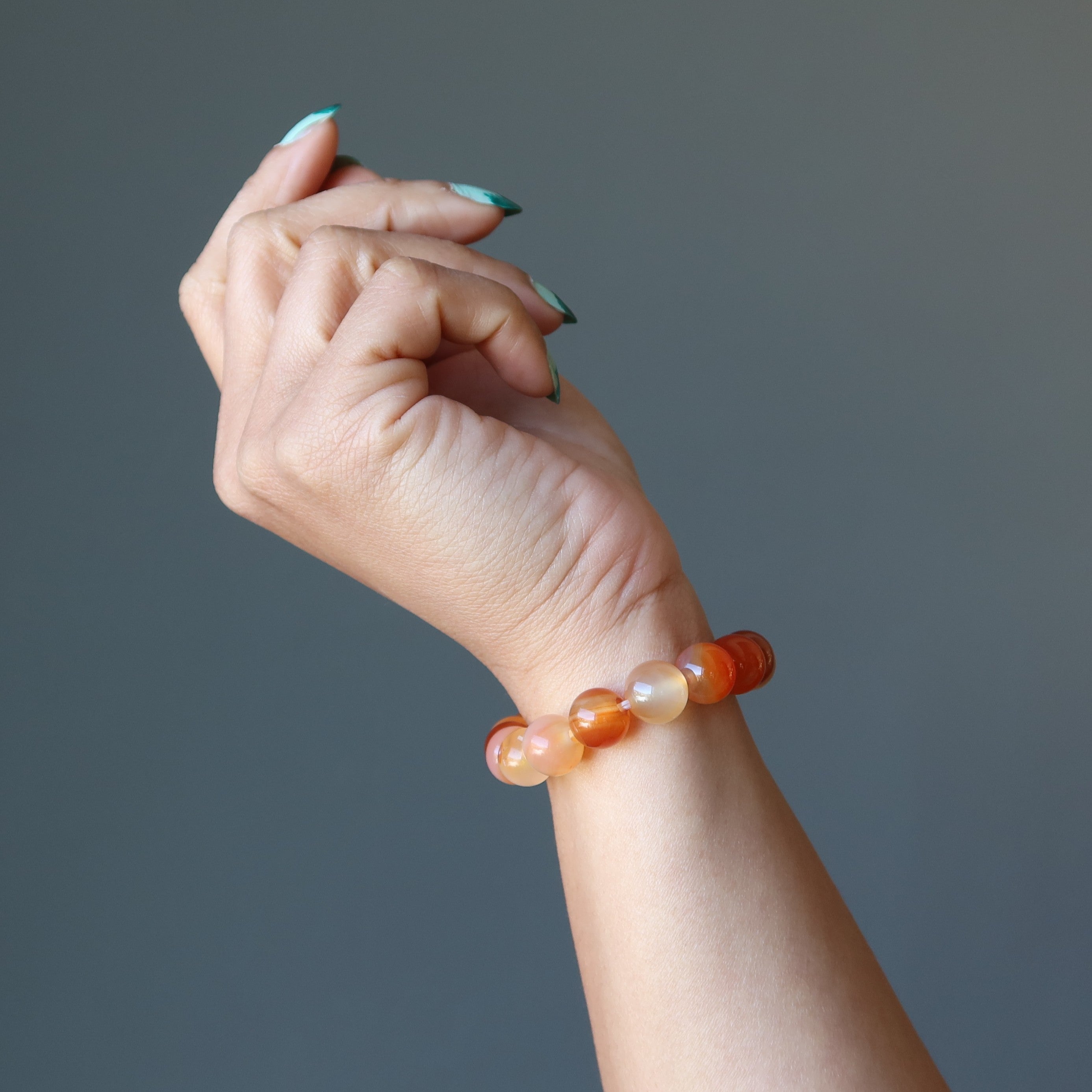 Carnelian Bracelet Orange & Yellow Crystal Beads Tropical Vibe