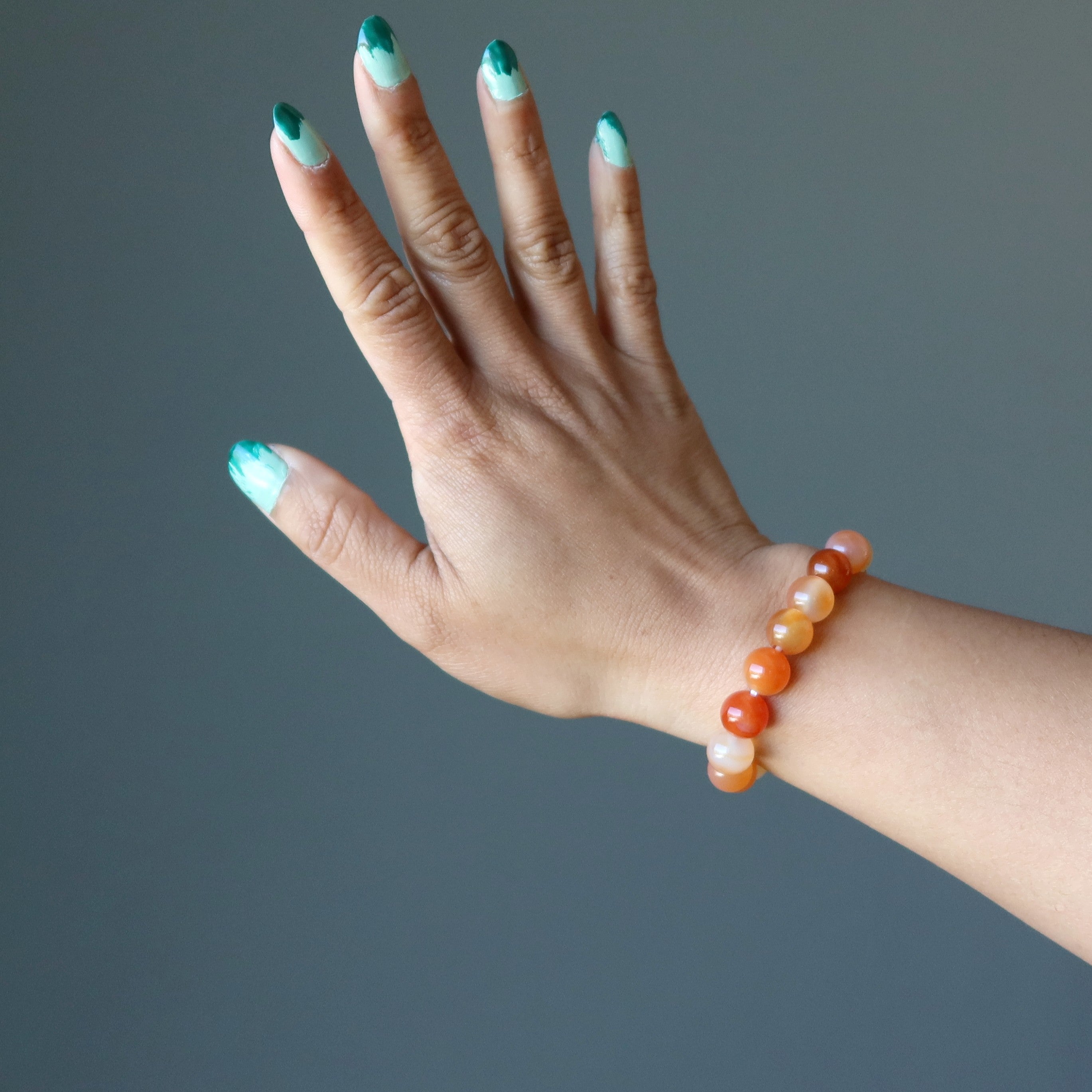Carnelian Bracelet Orange & Yellow Crystal Beads Tropical Vibe