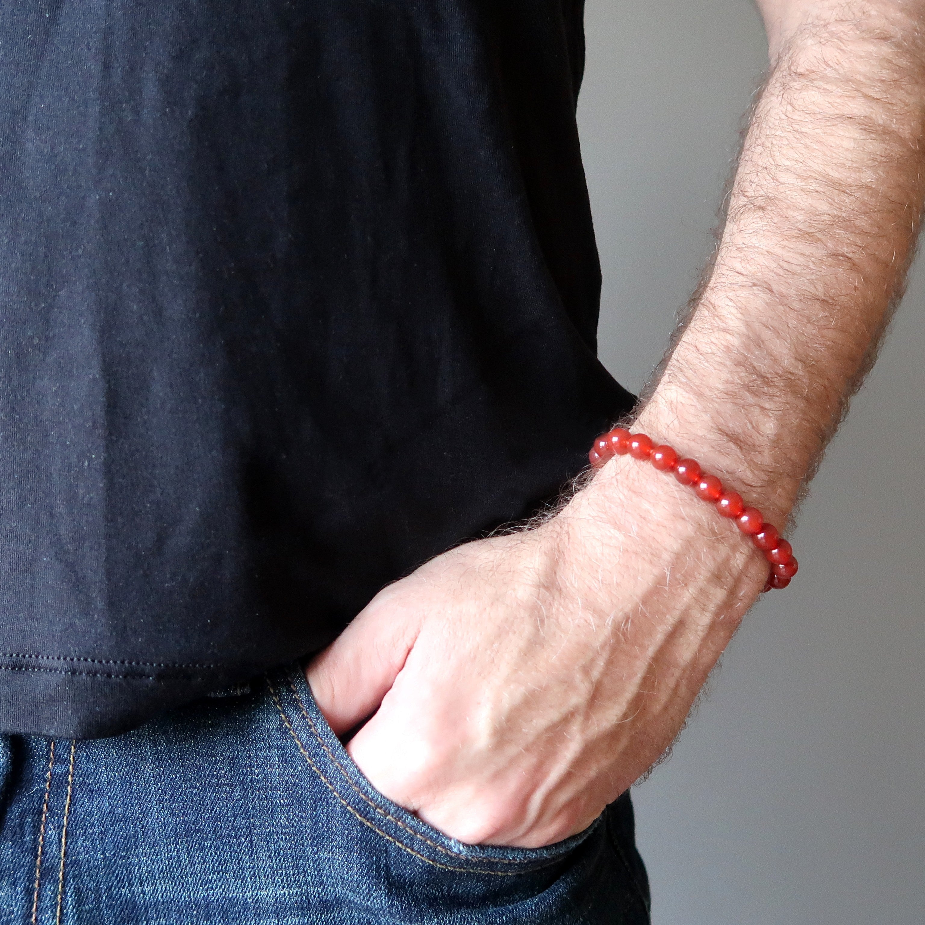Carnelian Bracelet Red Gemstone Beads Blazing Sun Crystal