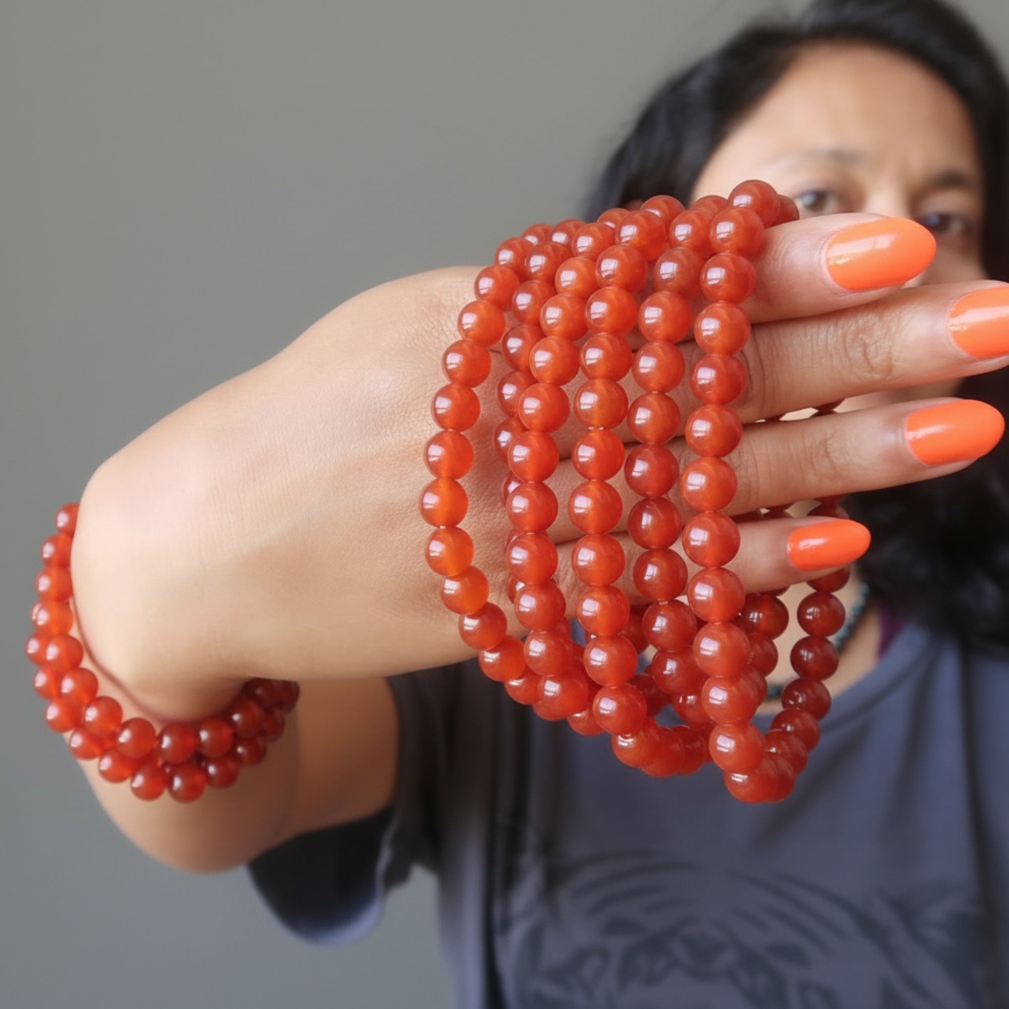 Carnelian Bracelet Red Gemstone Beads Blazing Sun Crystal