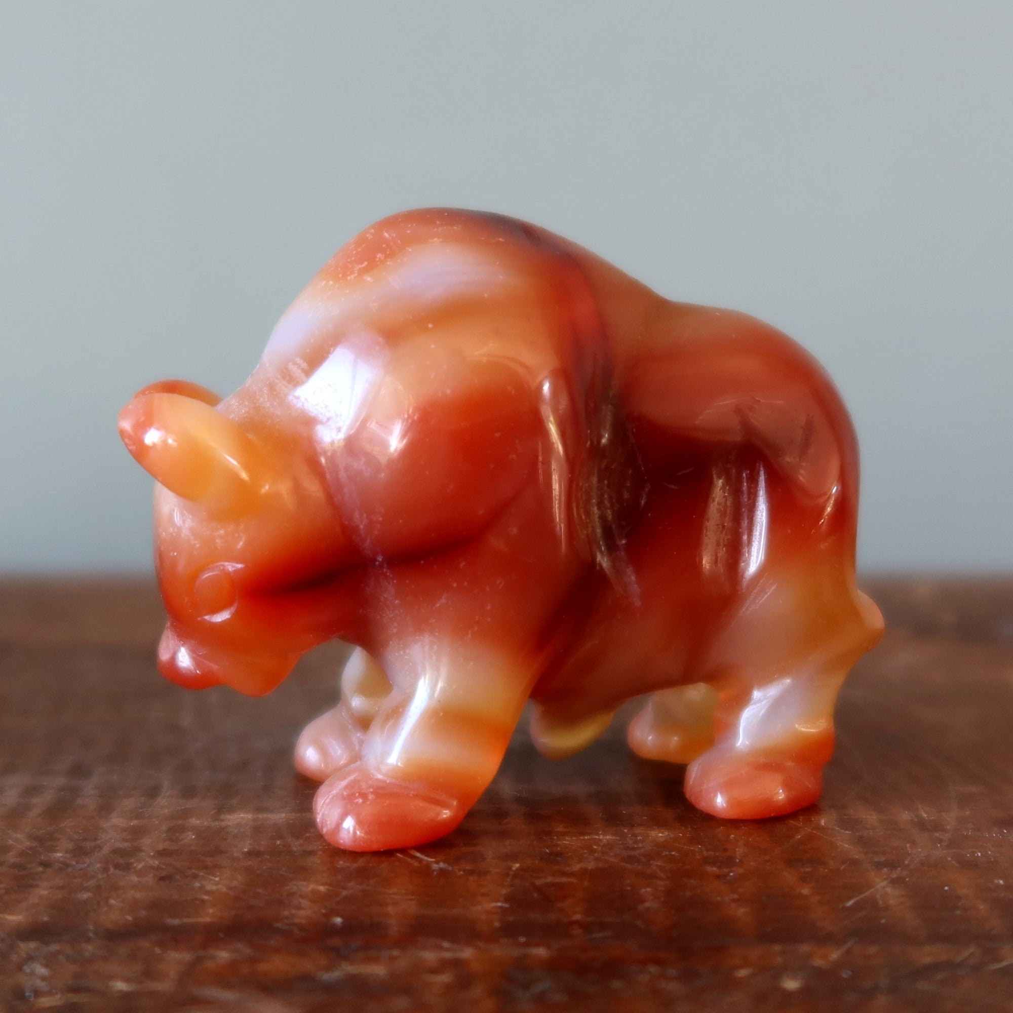 Carnelian Buffalo Courage Vitality Orange Guardian Animal