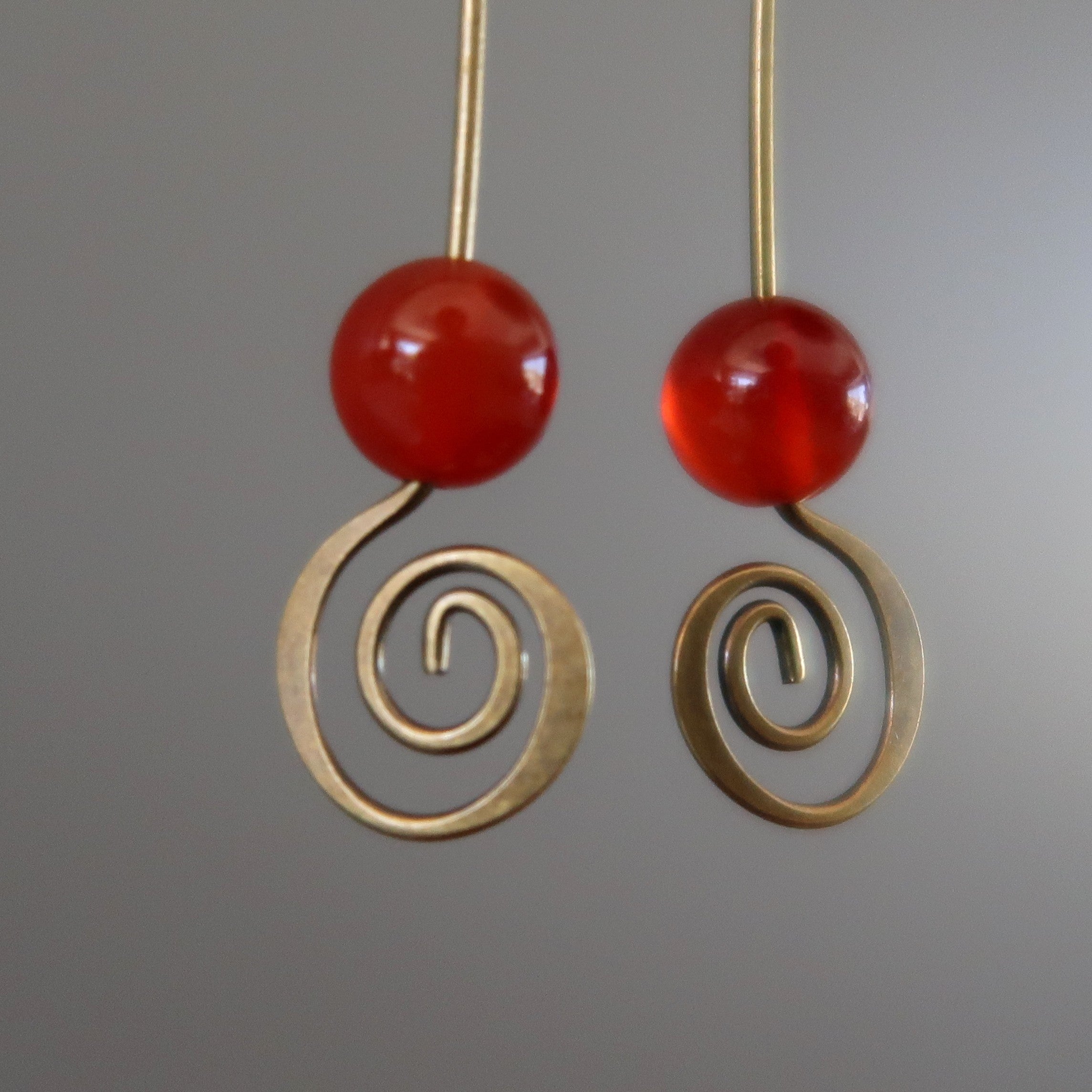 Carnelian Earrings Party Star Stone Love Spiral