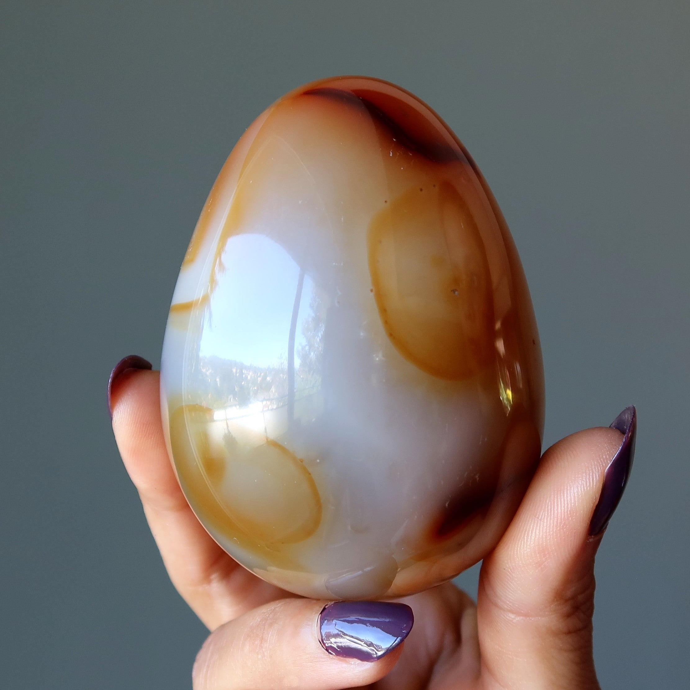 Œuf de Cornaline, Feu Orange sur Glace, Célébration de la Dualité, Cristal